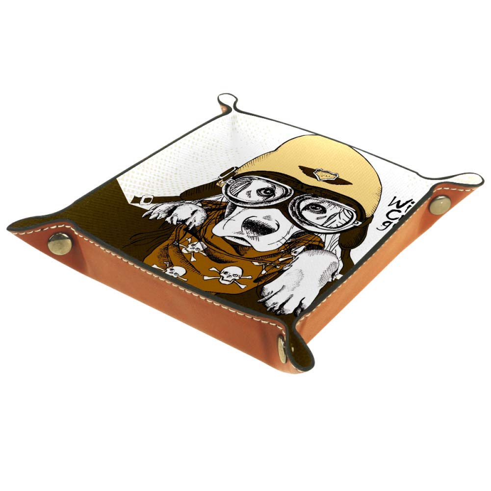 Shiny Army Hat Skull Scarf Bulldog DIY Design Small Storage Box - Organize Keys, Watches & Small Items - Perfect for Home, Office, Bedroom & Dorm Room Decor