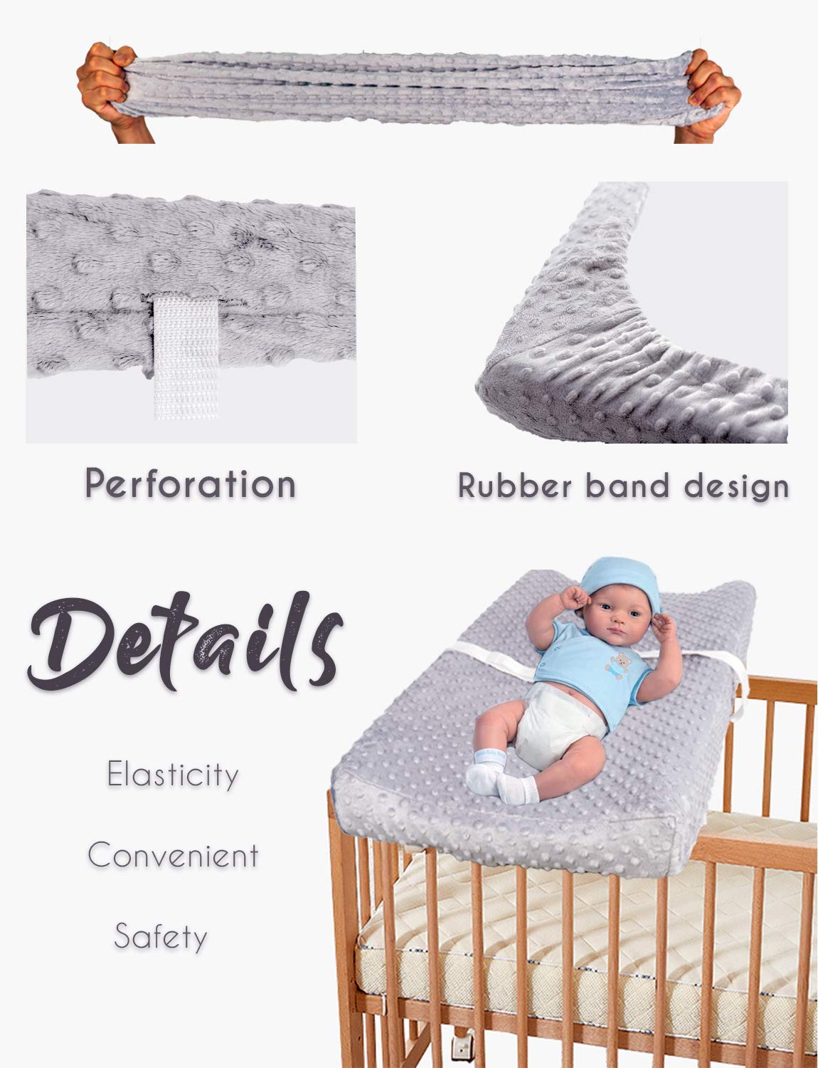 **Soft Plush Dot Baby Changing Pad Cover - Ultra Comfortable & Safe for Newborns, Girls & Boys - Fits 32