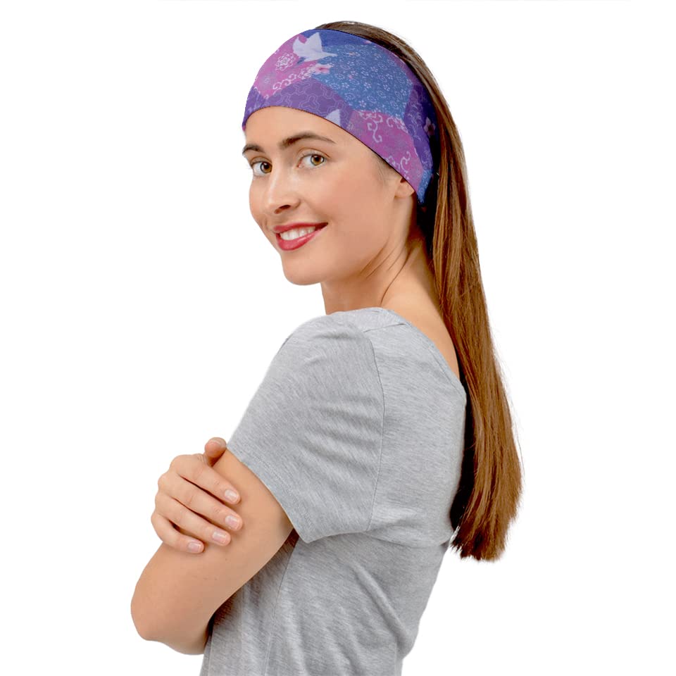 CowCow Women's Yoga Headbands - Stretchy Lightweight Workout Headbands for Running, Sports & Fitness - Floral Patchwork Design - Perfect for Yoga, Gym, Jogging & Active Lifestyles