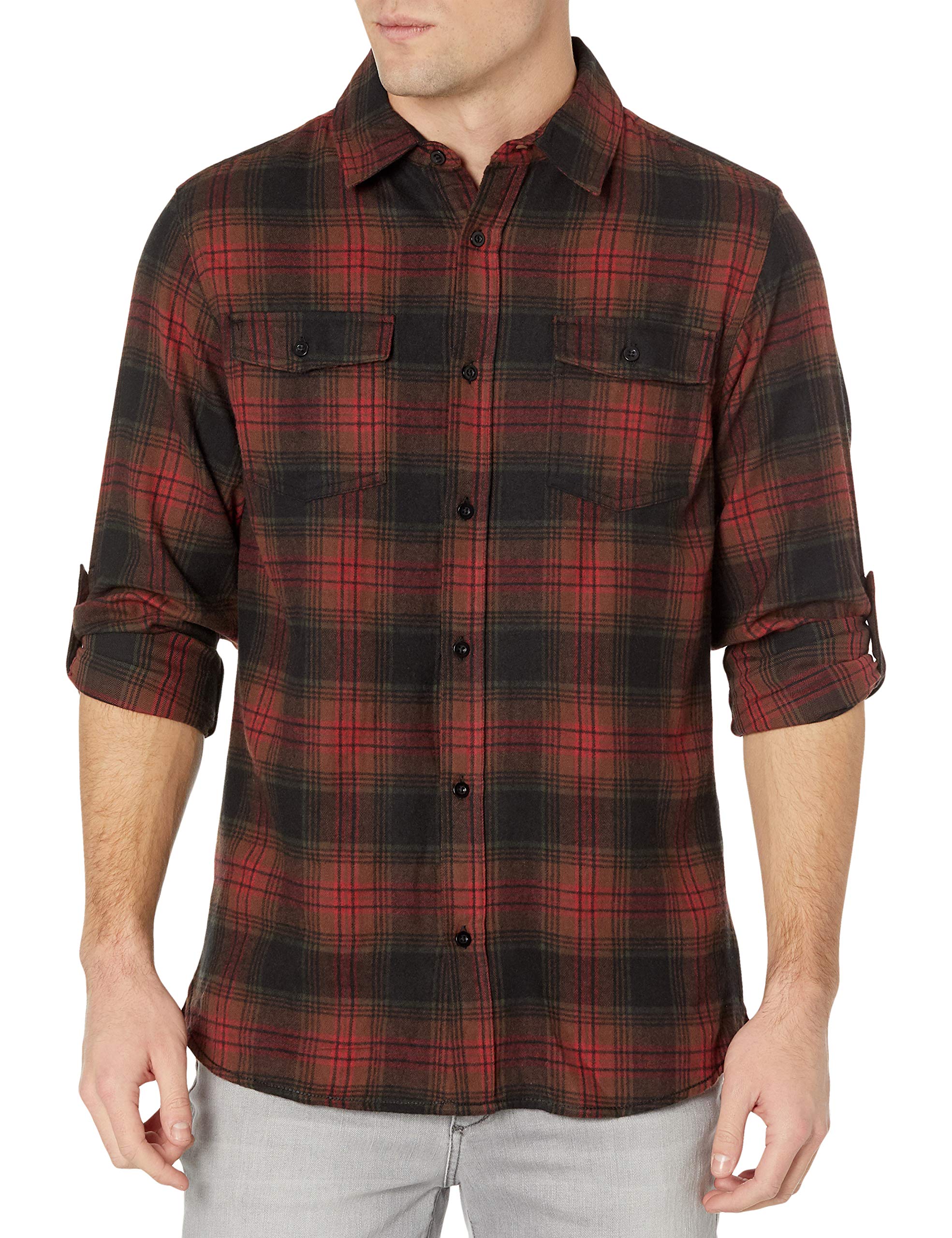 Burnside Men's Yarn-Dyed Long Sleeve Flannel Shirt - Soft Plaid Button Down for Casual Wear, Outdoor Activities & Fall Layering