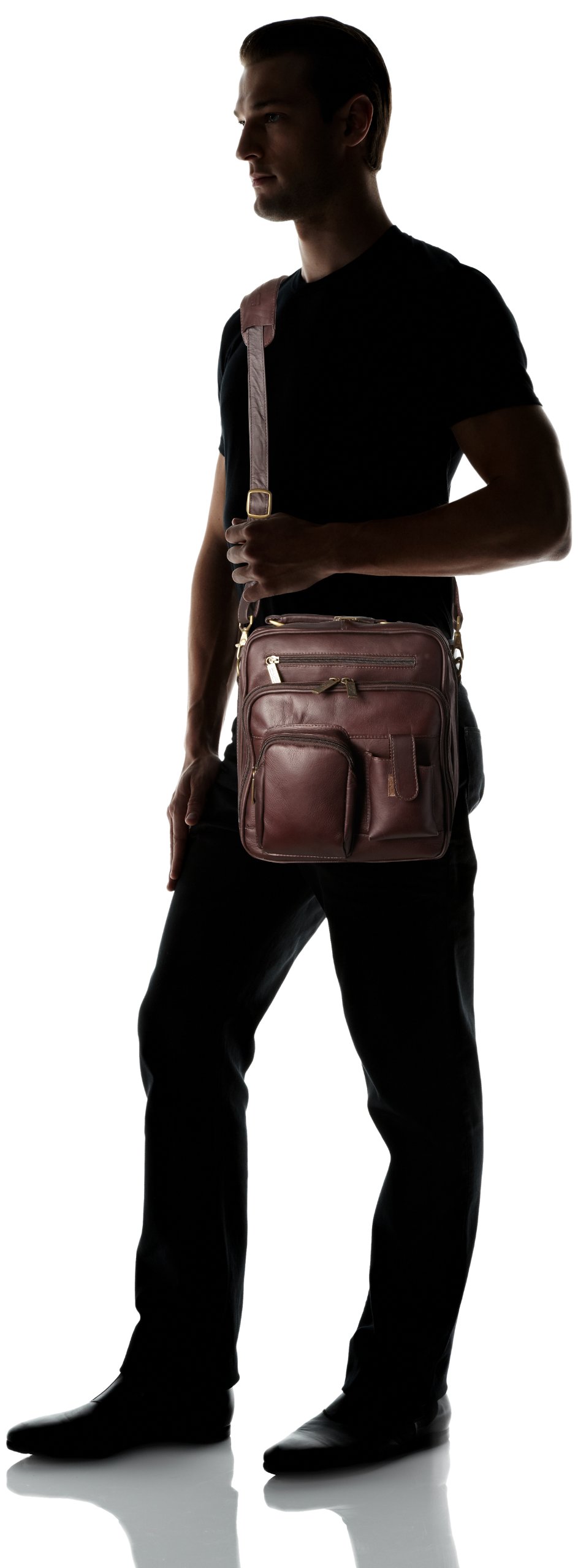 Claire Chase Jumbo Men's Messenger Bag in Cafe Brown - Large Crossbody Briefcase for Work, Travel & Everyday Use