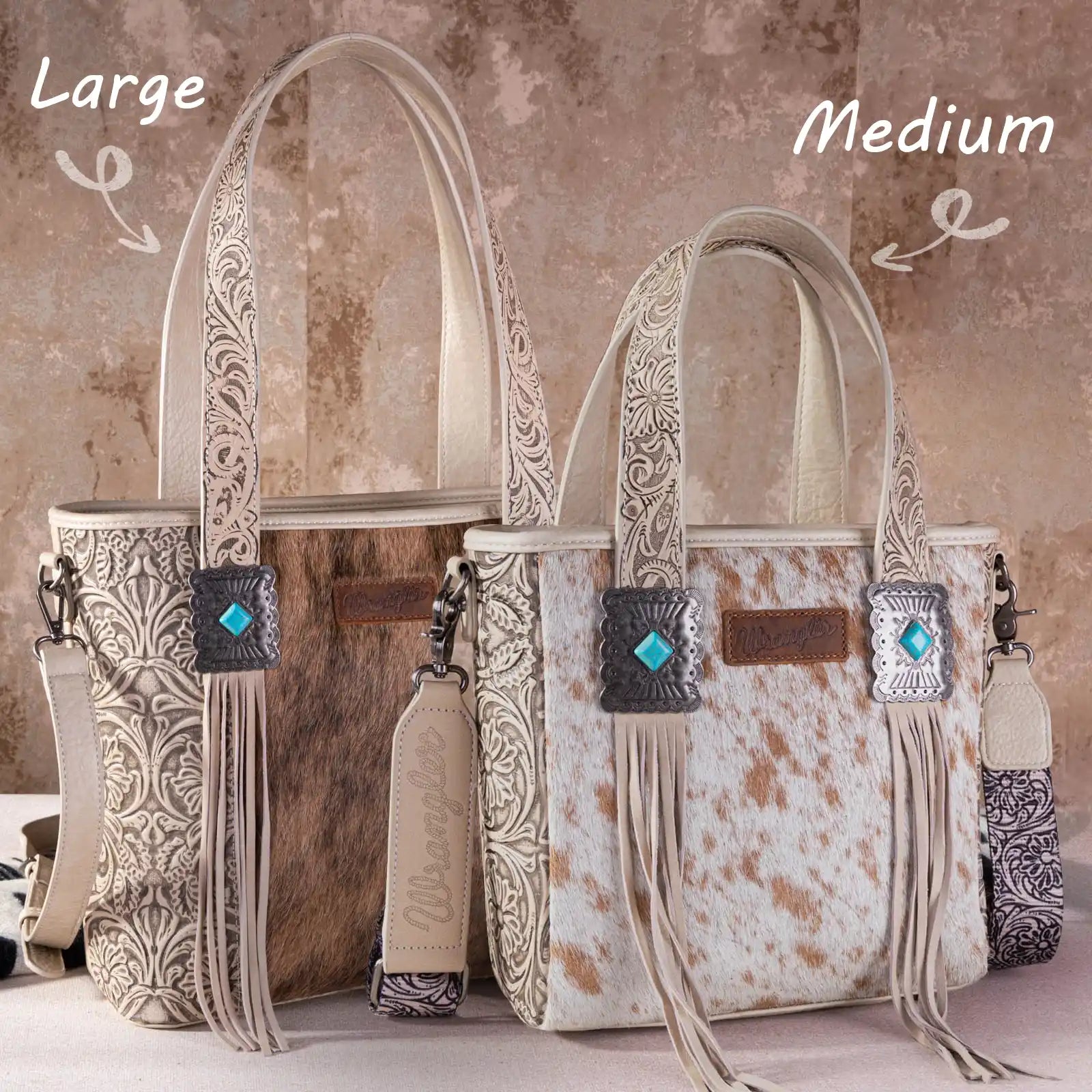 Wrangler Genuine Cowhide Leather Fringe Crossbody Purse for Women - Stylish Concealed Carry Handbag for Everyday Use, Travel & Outdoor Adventures