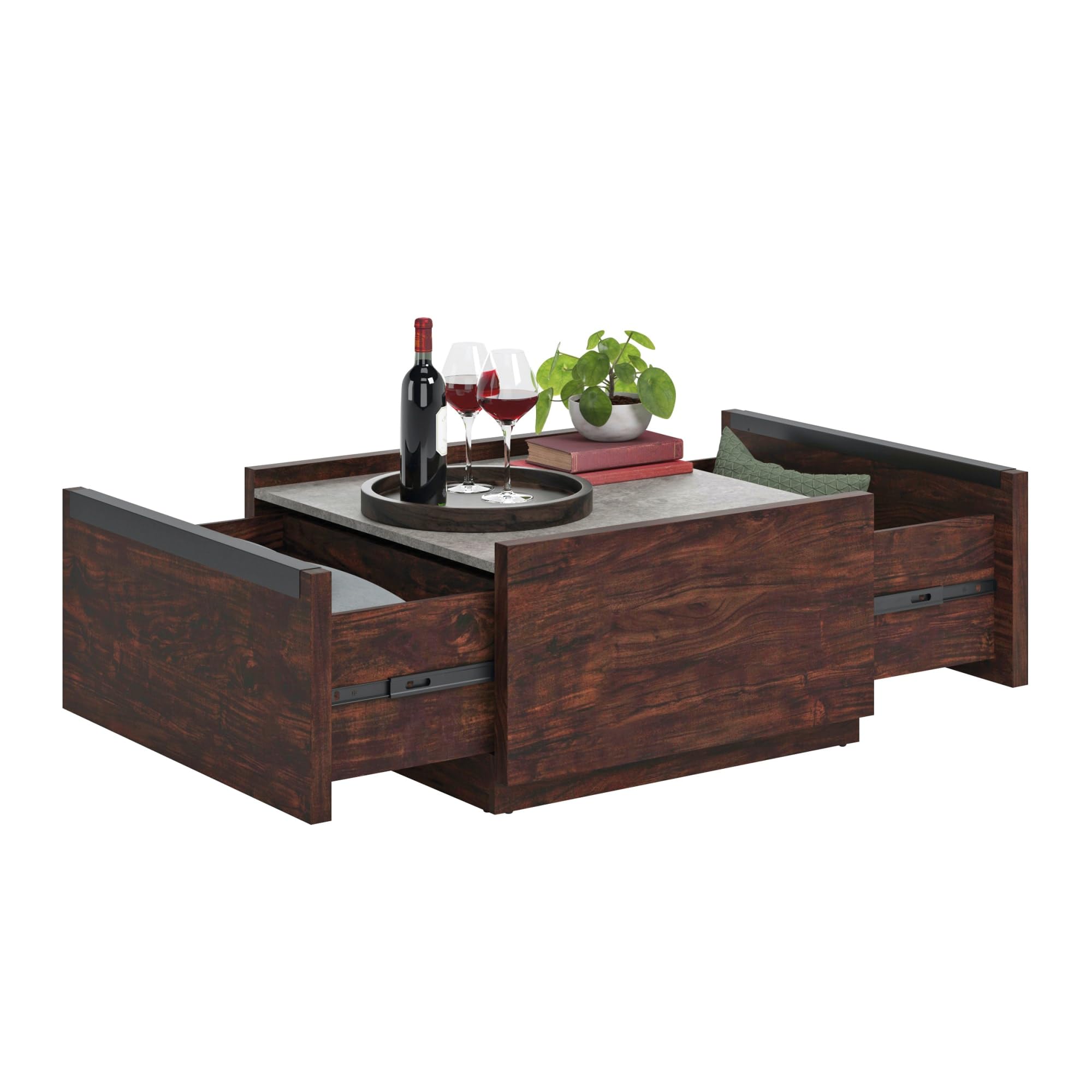 Modern Square Coffee Table with Rich Walnut Finish - Sauder Manhattan Gate - Stylish Living Room & Office Furniture for Home Decor