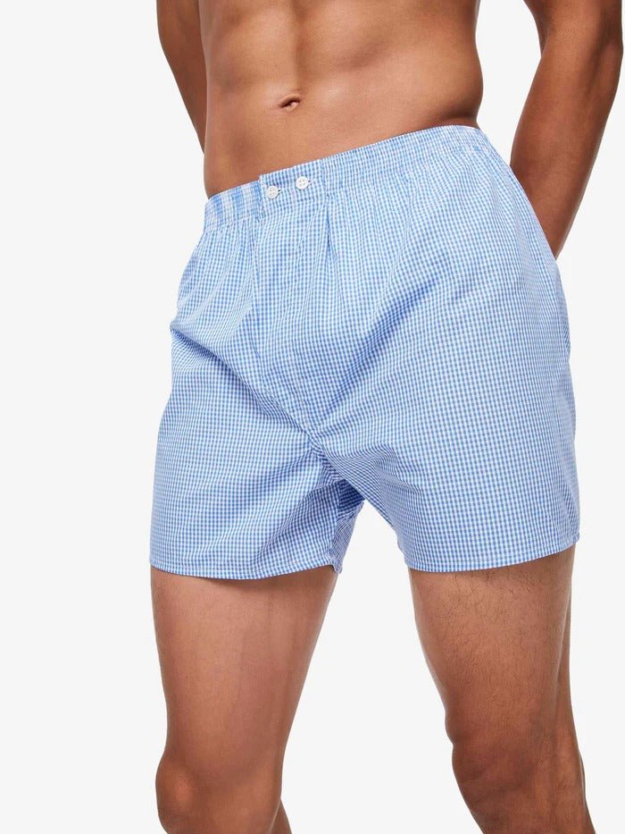 DEREK ROSE Men's Classic Fit Gingham Print Boxer Briefs - Soft Cotton Underwear for Everyday Comfort & Lounge Wear
