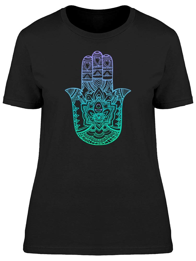 Boho Watercolor Hamsa Hand T-Shirt for Women - Stylish Casual Top for Summer Outfits, Music Festivals & Beach Vacations