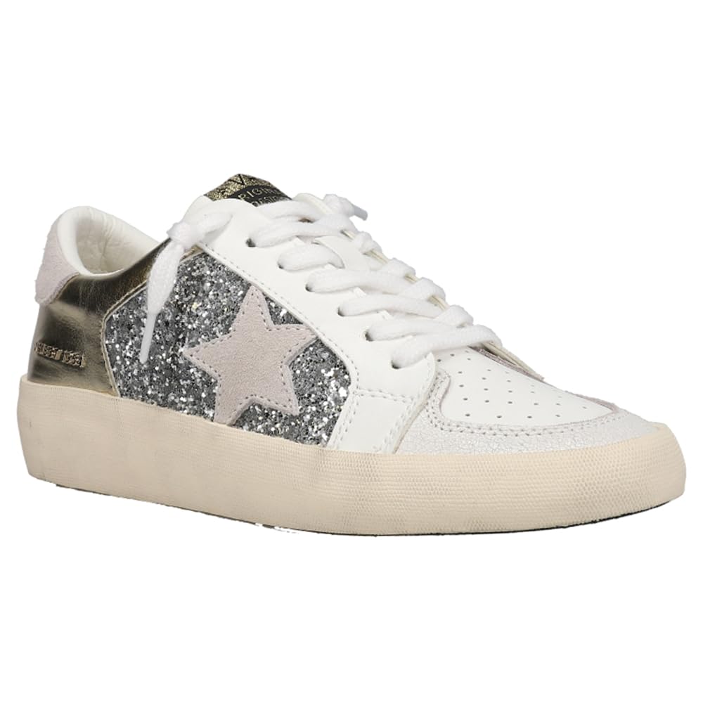 Vintage Havana Women's Libby 1 Metallic Sneakers - Gold, Silver & White Casual Shoes for Women | Comfortable Walking, Gym & Everyday Wear