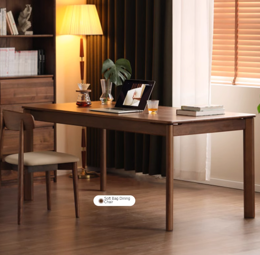 Premium Black Walnut Solid Wood Modern Rectangular Dining Table - Stylish & Durable for Kitchen, Dining Room, or Office Workspace