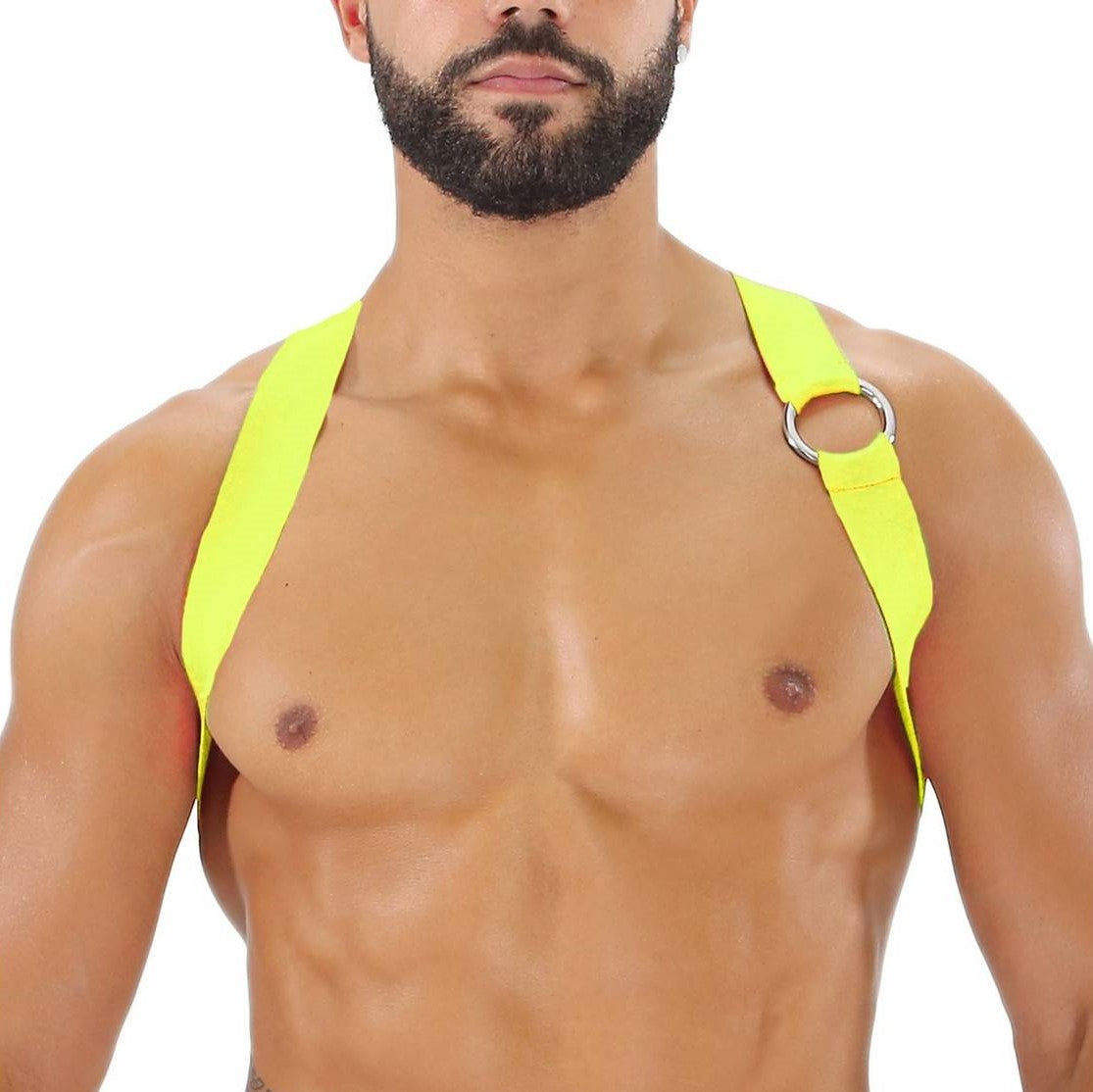 TOF Party Boy Harness in Neon Yellow - Adjustable Dog Harness for Small to Medium Dogs, Perfect for Nighttime Walks, Outdoor Adventures & Pet Safety
