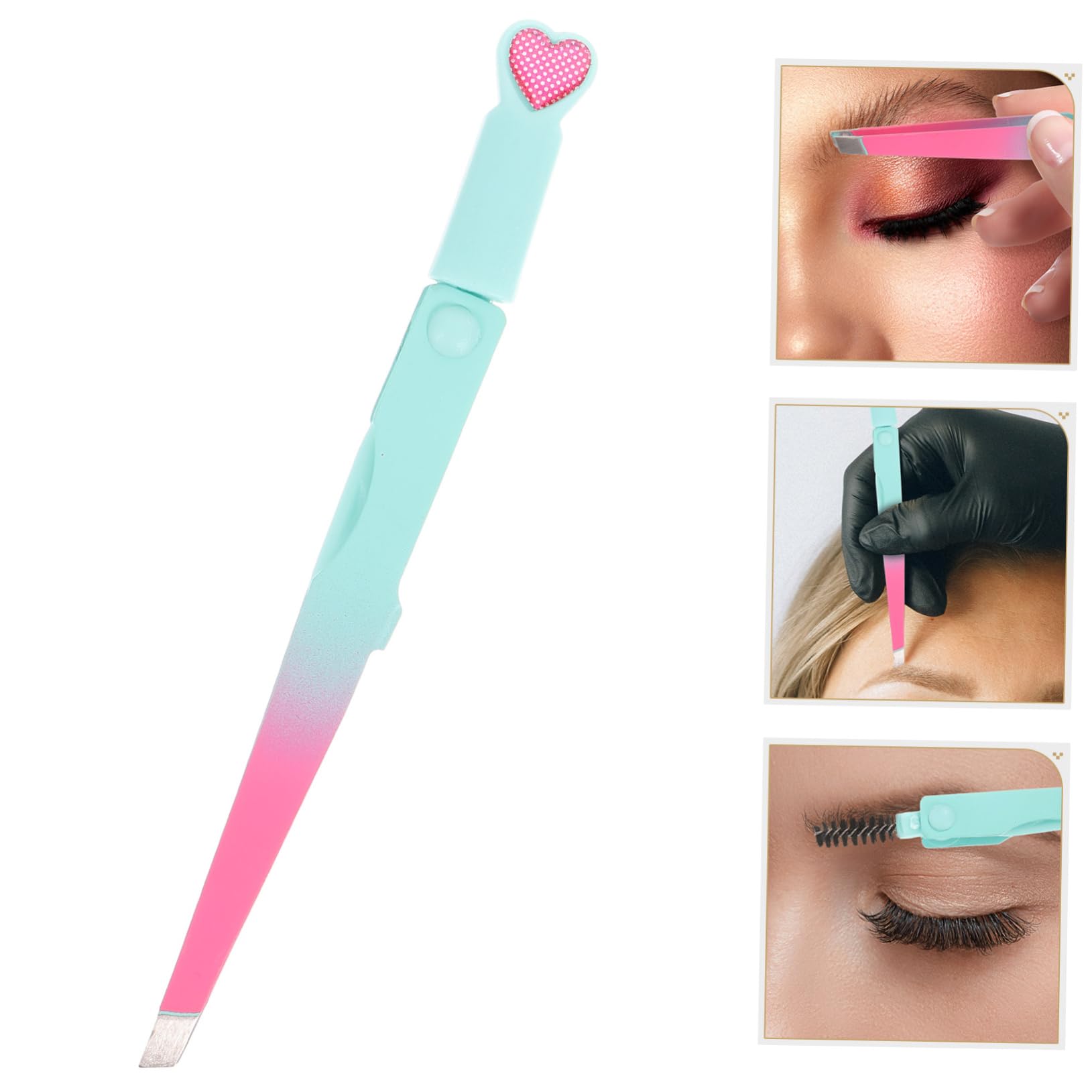 Professional Eyebrow Brush & Grooming Kit - Stainless Steel Tweezers, Eyebrow Trimmer & Lash Applicator Tools (Blue/Pink) for Perfect Eyebrow Shaping & Eyelash Application at Home or Salon