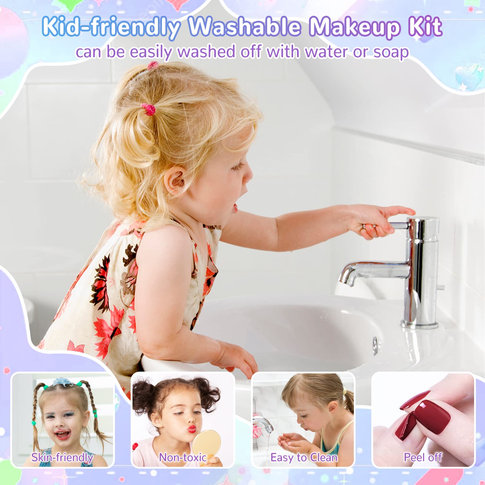 Barbie Makeup Kit for Girls - Non Toxic Easter & Christmas Gift for 4-10 Year Olds - Perfect for Dress Up & Role Play