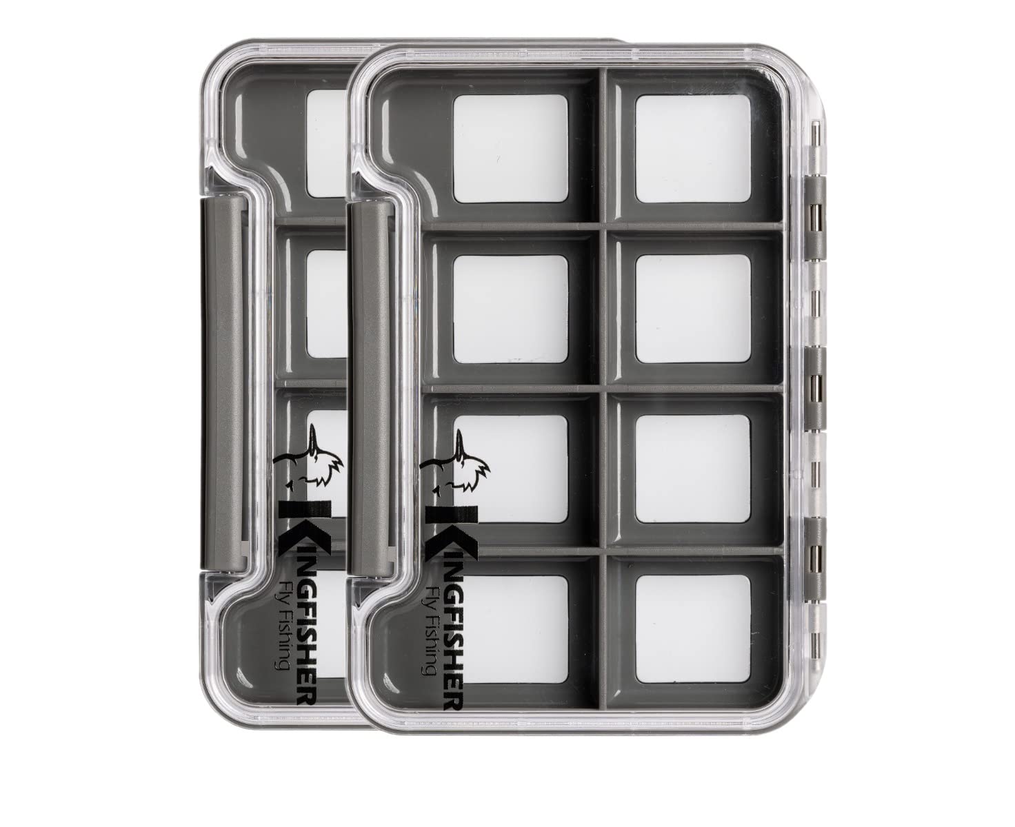 Waterproof Magnetic Fly Fishing Box - Slim 8-Compartment Design for Flies & Hooks, 2 Pack (Gray) | Perfect for Stream, Lake & Saltwater Fishing Gear Storage