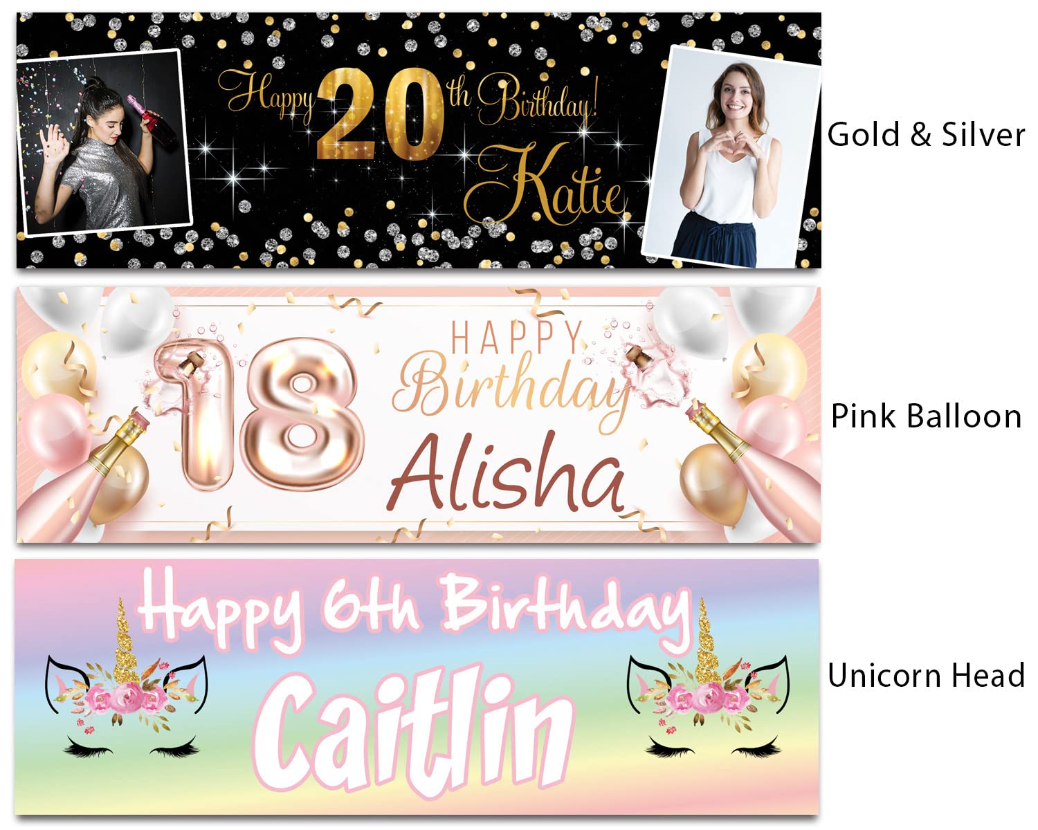 Custom Photo Birthday Banner for Men - Blue Party Decoration with Balloons for 18th 20th 30th 40th 50th Birthday Celebrations | Perfect for Anniversaries, Milestone Parties & Gift Giving