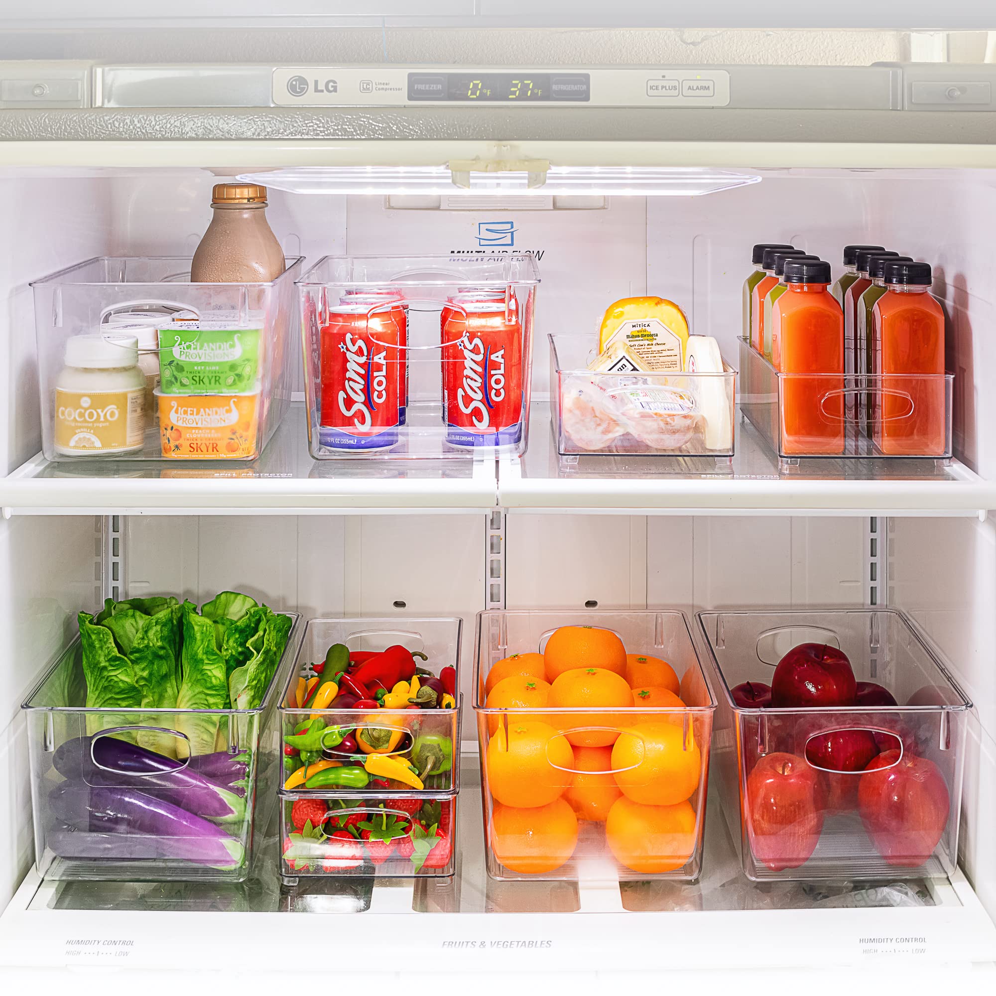 Sorbus 8-Pack Clear Refrigerator Organizer Bins with Handles - 2 Sizes for Food Storage - Kitchen, Pantry, Bathroom & Closet Organization - Perfect for Fruits, Vegetables, Snacks & Cosmetics