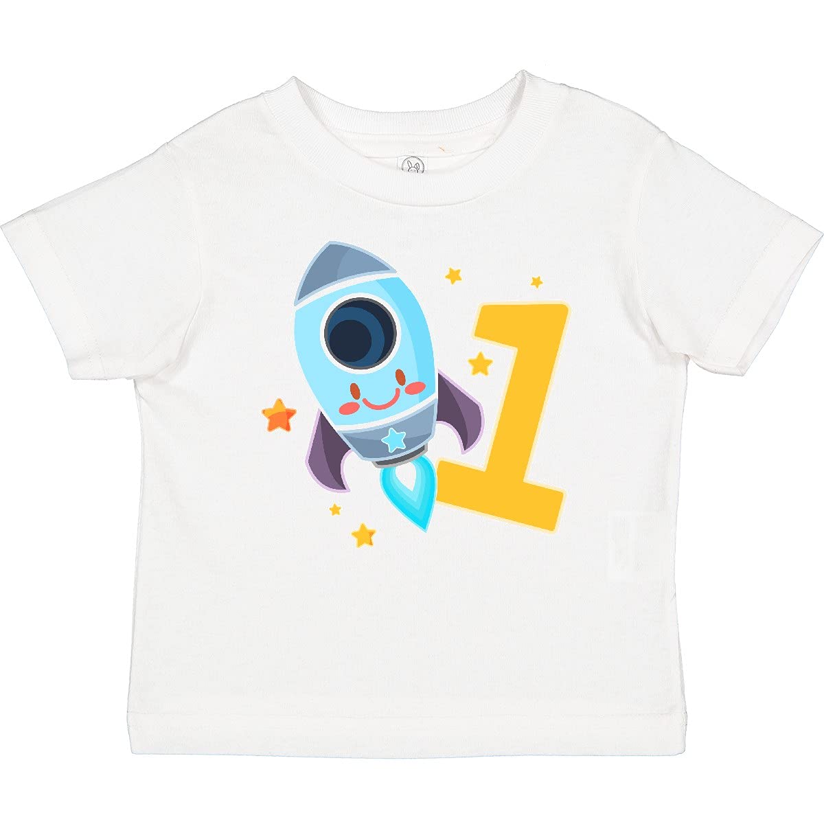 Inktastic Rocket Spaceship Happy First Birthday Baby T-Shirt - Cute Astronaut Theme Outfit for 1 Year Old Boys & Girls - Perfect for Birthday Parties, Photo Shoots & Special Celebrations