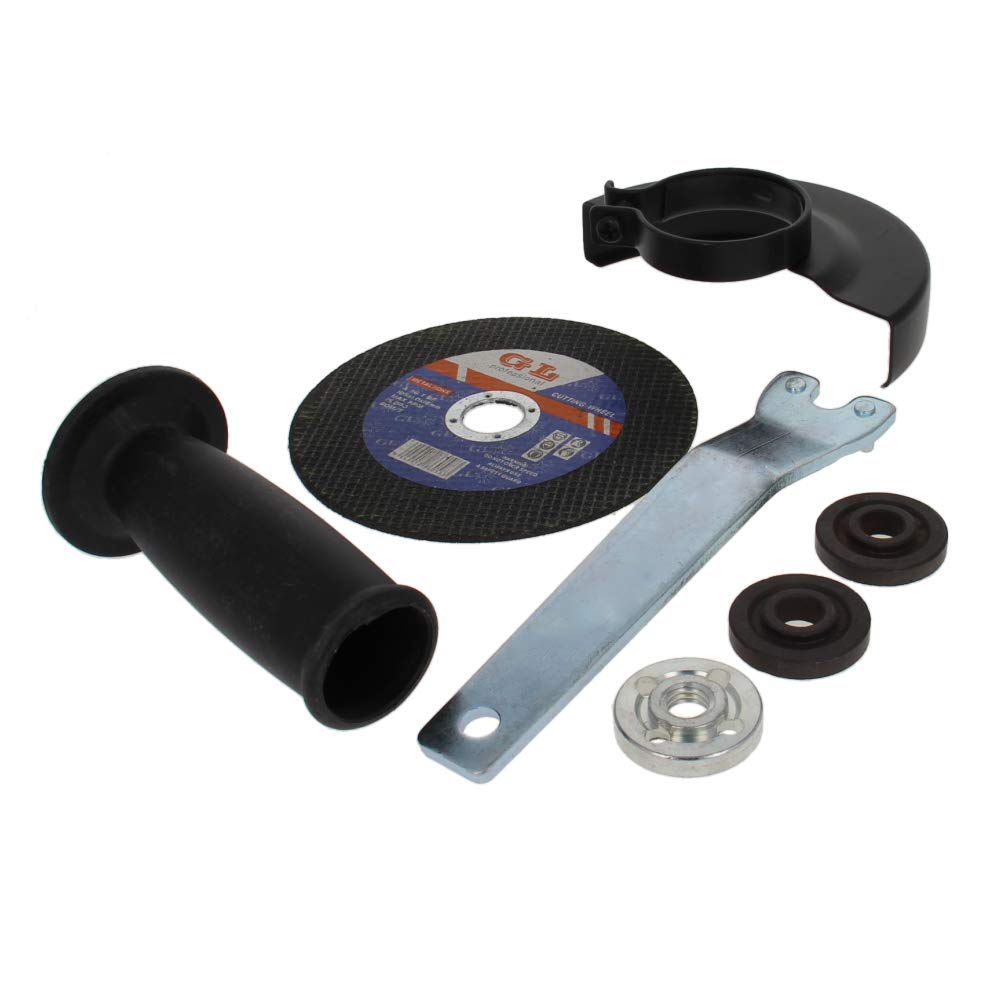 Utoolmart Black Metal Guard Protector Cover & Angle Grinder Flange Lock Nut Set - Heavy Duty Angle Wrench, Handle & Sanding Discs for Electric Angle Grinders - Perfect for Metalworking, Wood Cutting & DIY Projects