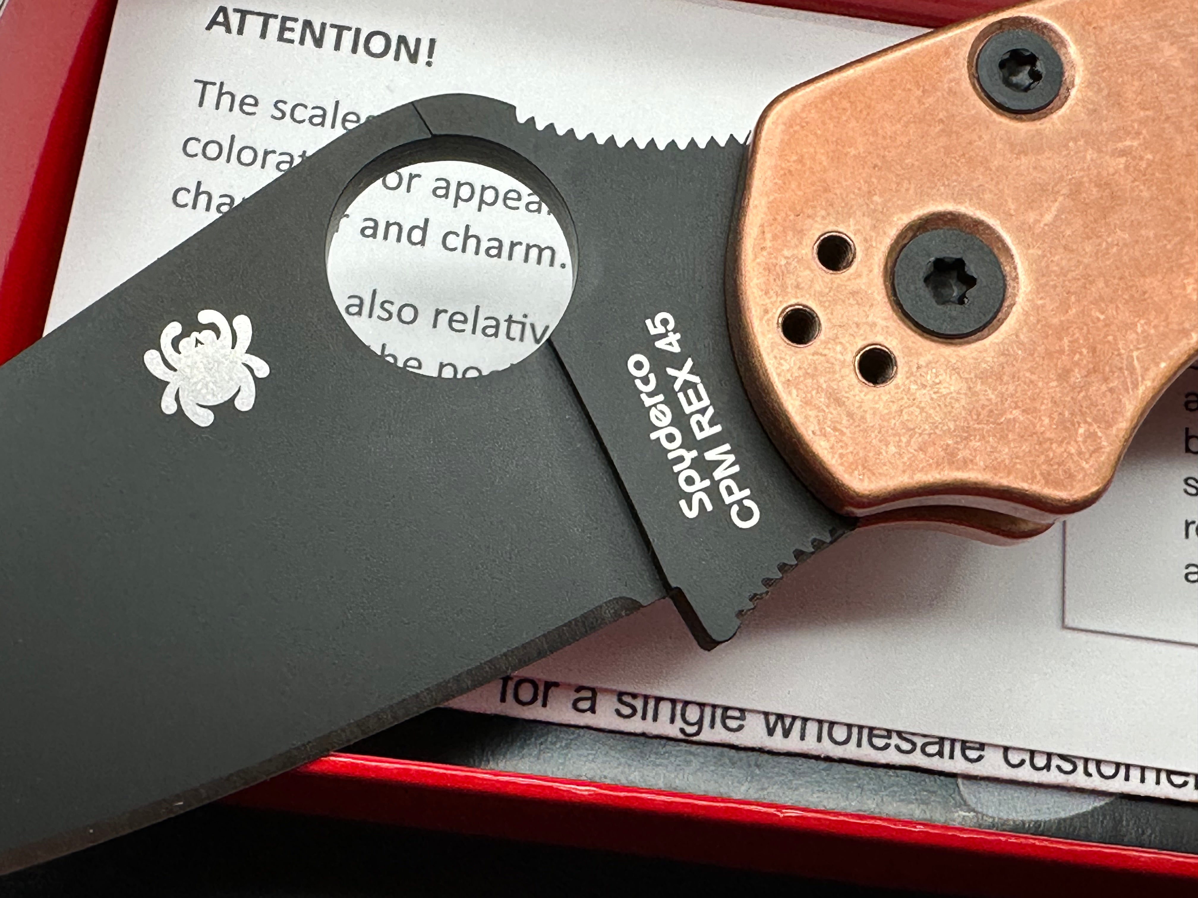 Spyderco Para 2 Folding Knife - Brand New in Box - Copper Rex45 Steel Blade - EDC, Camping & Outdoor Survival Tool