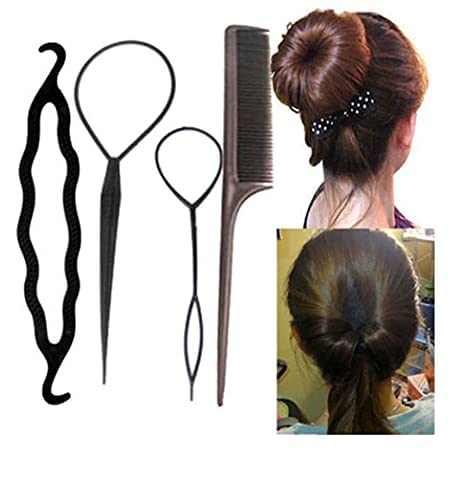 4Pcs/Set Black Plastic DIY Hair Styling Tools - Hair Clips & Combs for Women | Perfect for Salon, Home Hairstyling & DIY Hair Accessories (Pack of 2)