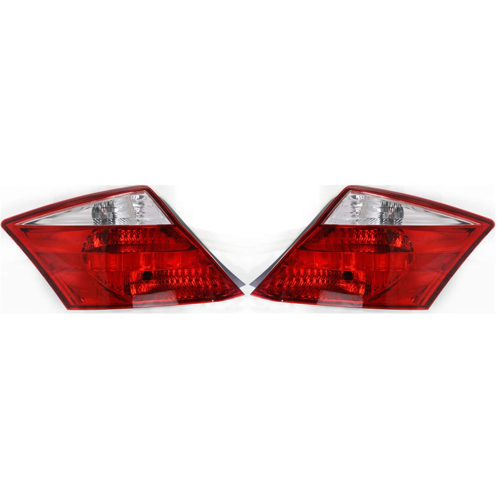 2008-2010 Honda Accord Coupe Rear Tail Lights Pair - Driver & Passenger Side (HO2800171 HO2801171 | 33550-TE0-A01 33500-TE0-A01) - Perfect for Replacement & Nighttime Safety Enhancement