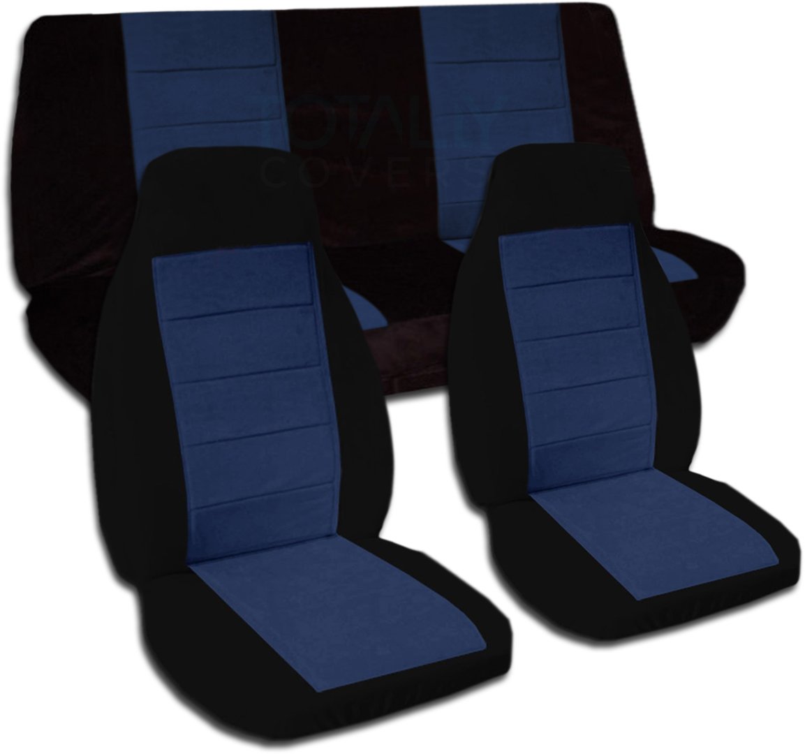 1997-2006 Jeep Wrangler TJ Two-Tone Seat Covers - Black & Navy Blue Full Set (Front & Rear, 21 Color Options) | Perfect for Off-Roading, Camping & Daily Driving | Durable & Custom Fit for 2-Door Models