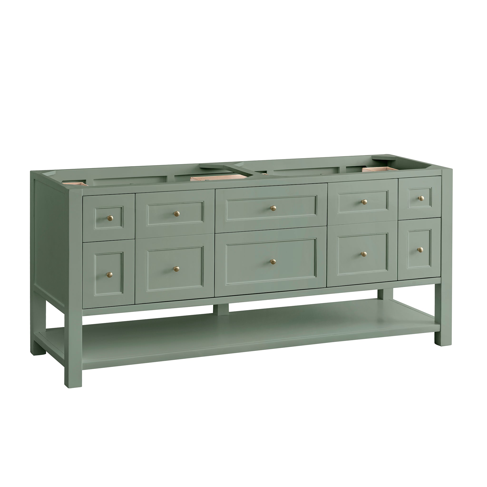 Breckenridge 72-Inch Double Vanity in Smokey Celadon - Modern Bathroom Sink Cabinet with Storage for Master Bath or Guest Bathroom