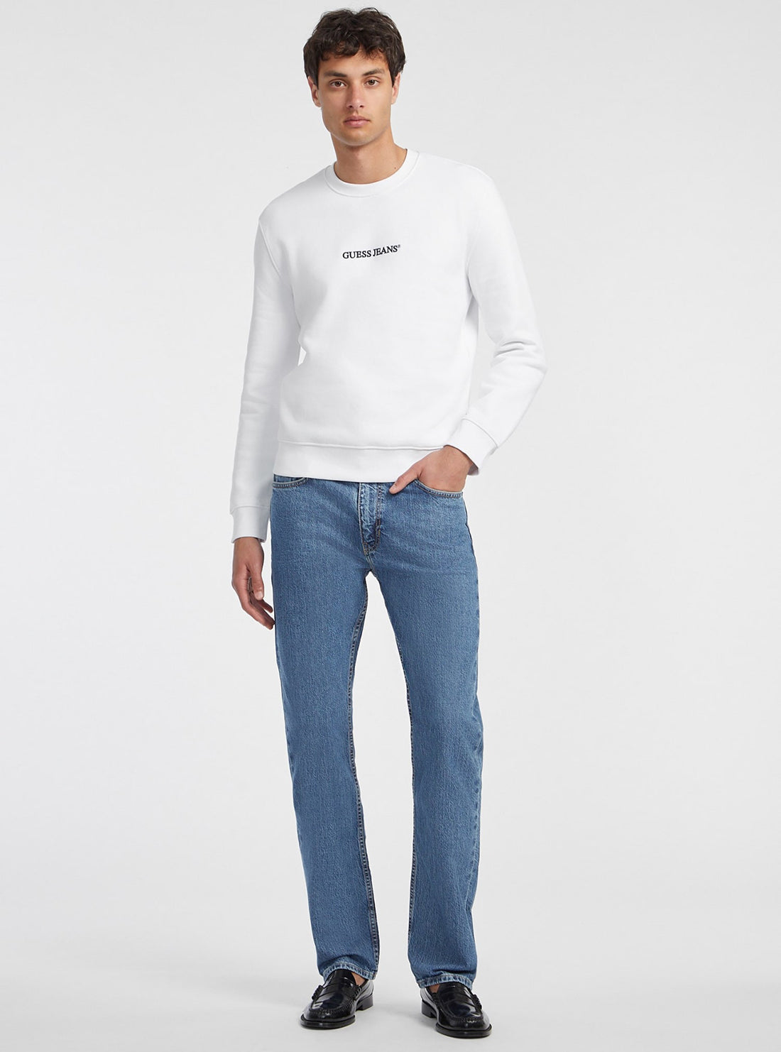 Guess Women's White Logo Jumper Sweater - Casual Pullover Knit Top for Fall & Winter | Perfect for Daily Wear, Office Outfits and Weekend Hangouts