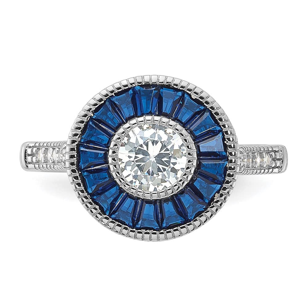 925 Sterling Silver Synthetic Blue Spinel & Cubic Zirconia Ring for Women | Elegant Fine Jewelry Gift for Her | Perfect for Anniversaries, Birthdays & Special Occasions