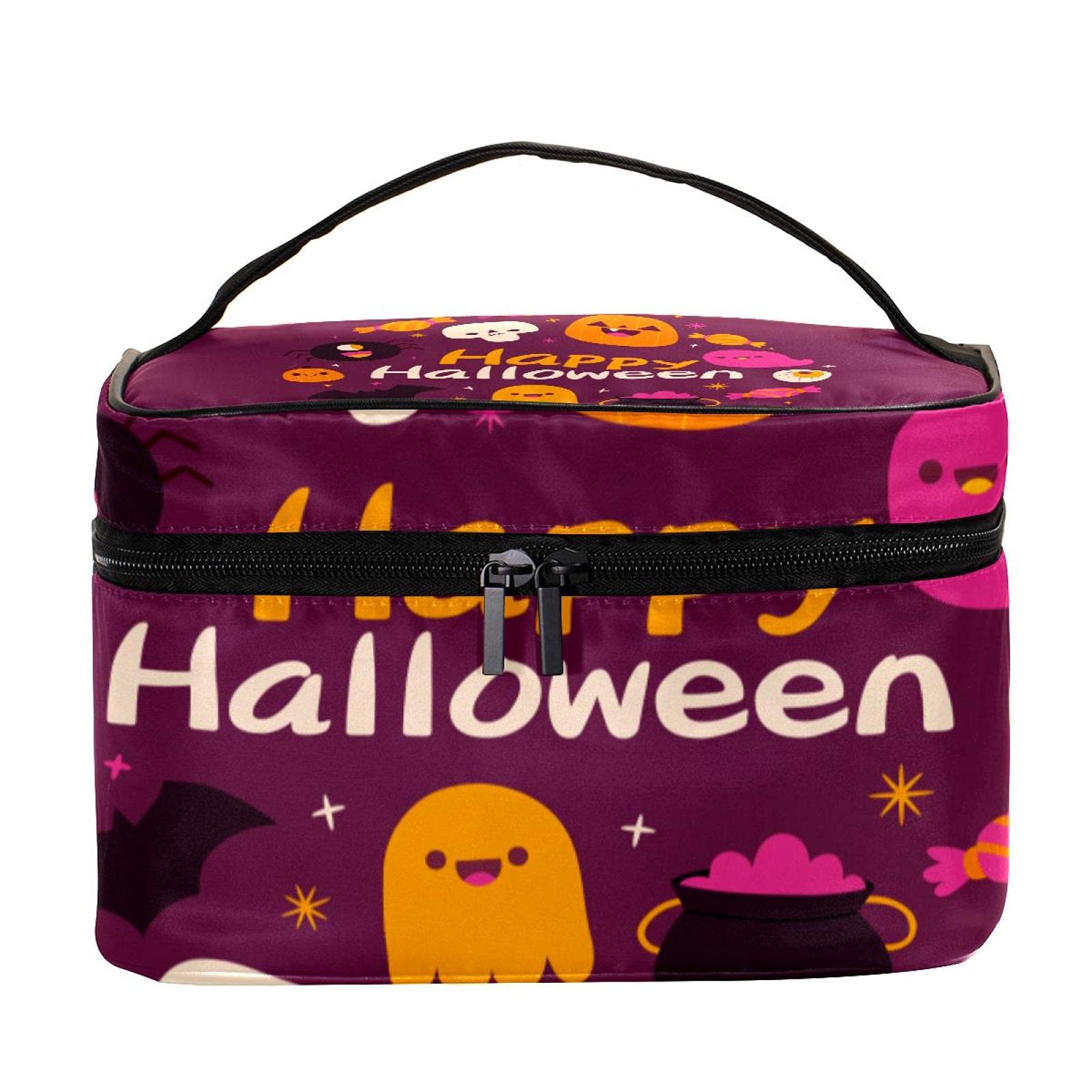 Halloween Makeup Bag - Ghost & Pumpkin Design Cosmetic Organizer for Travel & Artists | Perfect for Women & Girls