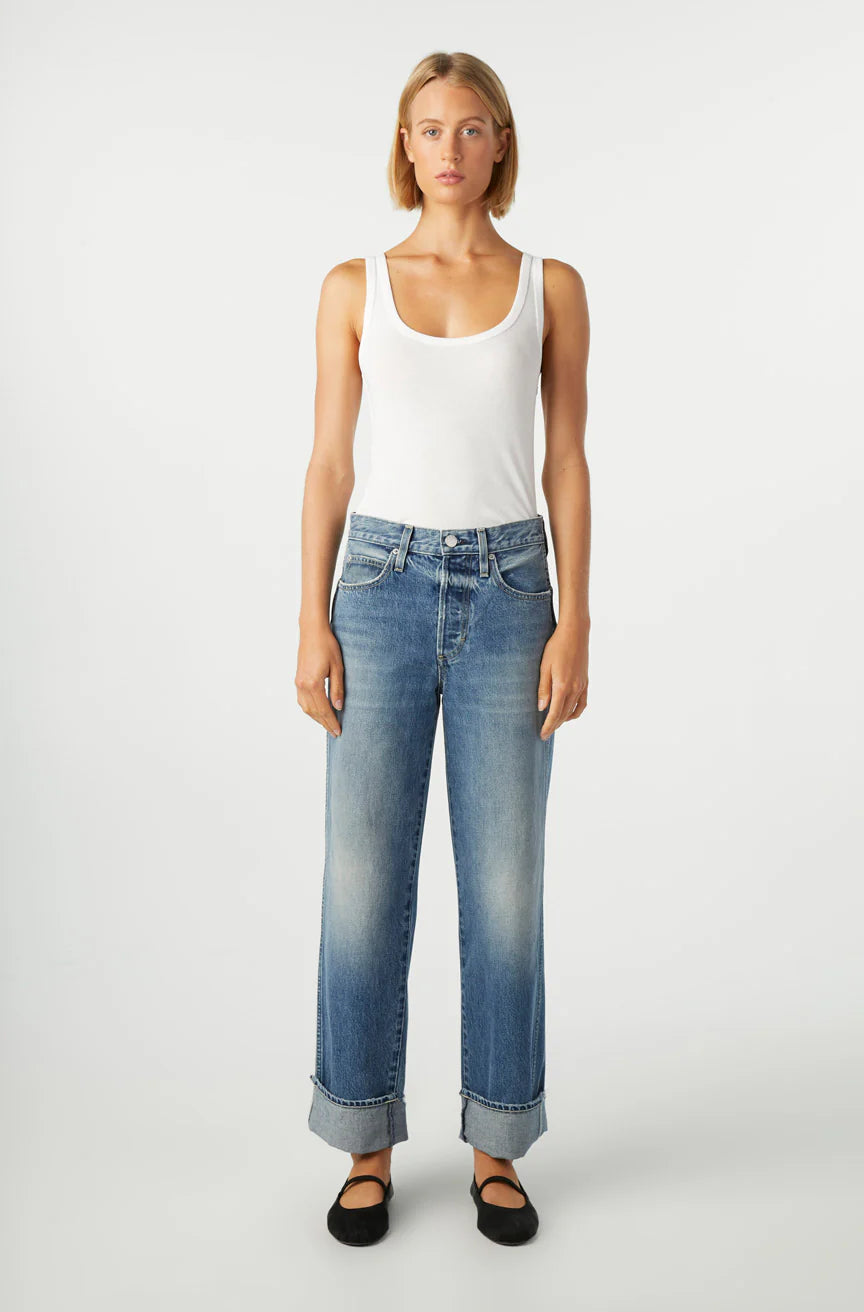 AMO Sonia Cuffed Jean - Mid Rise Loose Fit Straight Leg Women's Jeans Size 30 (New With Tags) - Perfect for Casual Wear & Everyday Outfits