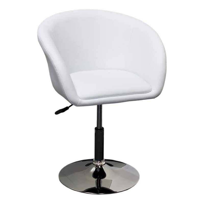 BOWERY HILL Modern White Faux Leather Adjustable Swivel Bar Stool - Perfect for Kitchen Islands, Home Offices & Small Spaces