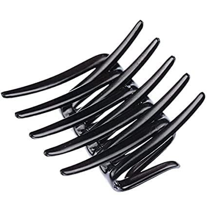 NYAMAH SALES French Double-Sided Interlocking Hair Clips for Women - Strong Hold No Slip Ponytail Grip - Black Hair Accessories for Girls & Women (1pc) - Perfect for Workouts, Office & Everyday Styling