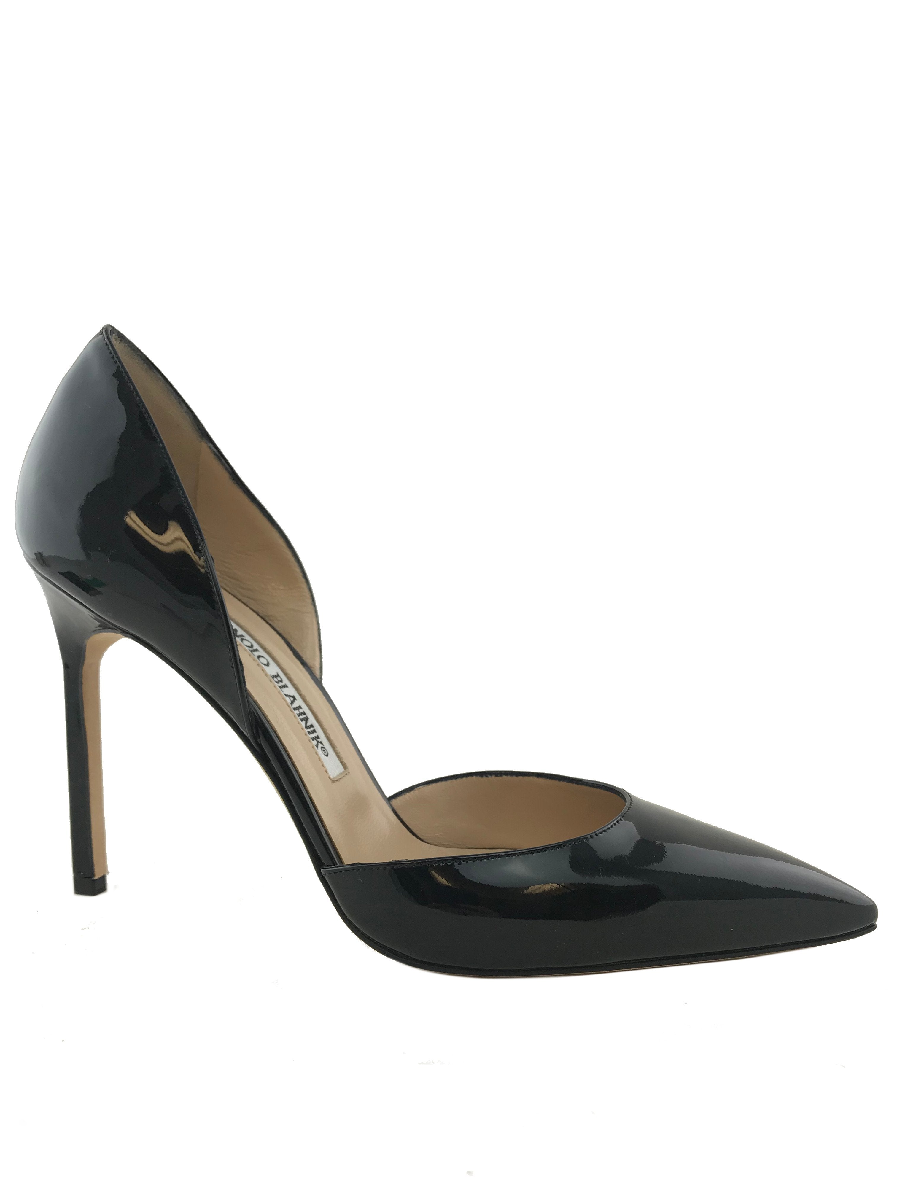 Manolo Blahnik Tayler Patent Leather d'Orsay Pumps - Women's Size 8 (US) | Elegant High Heels for Weddings, Parties & Formal Events