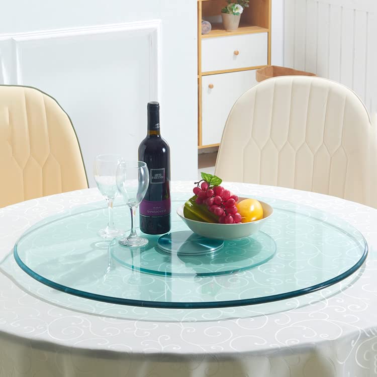 Premium 50cm Tempered Glass Lazy Susan Turntable - Round Rotating Serving Tray with Smooth Aluminum Alloy Bearing for Dining Table, Kitchen Counter, Buffet Display, and Party Serving (dbxue-003)