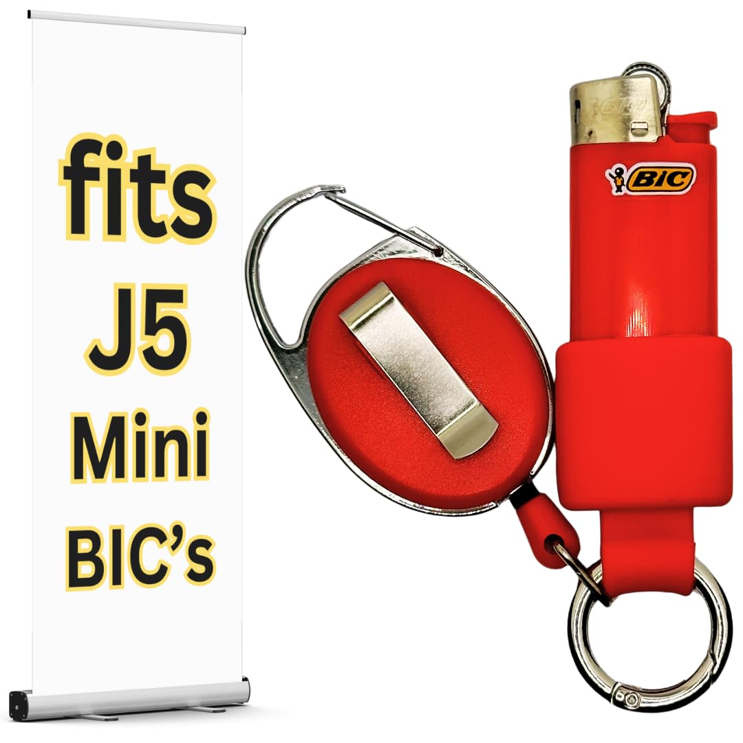 Mini BIC Lighter Holder Keychain - 10 Colors for J5 Lighters | Outdoor & Daily Use