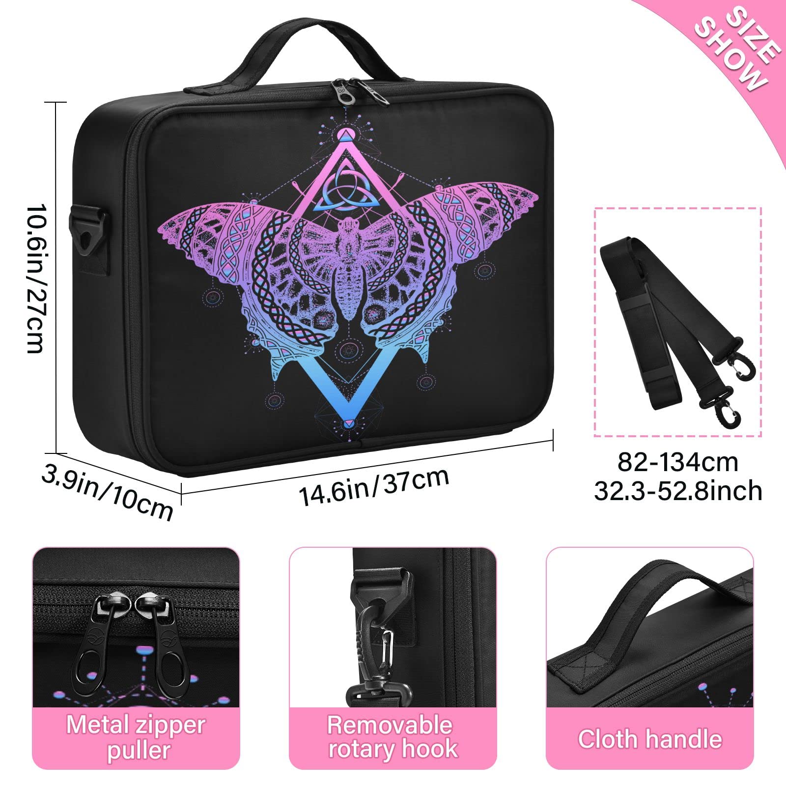 **Moyyo Butterfly Travel Makeup Bag for Women - Professional Cosmetic Organizer & Portable Train Case - Perfect for Travel, Home, and Salon Use**