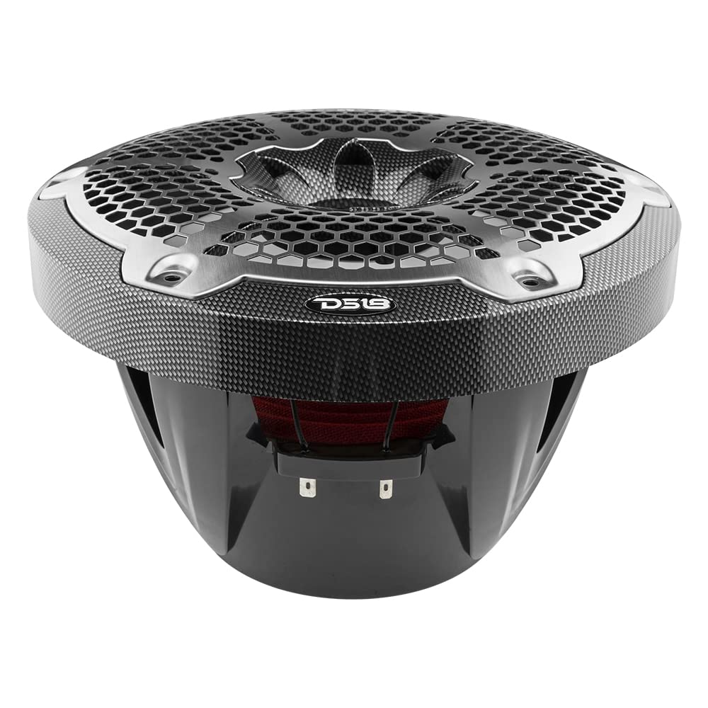 DS18 CF10SUB 10 Inch Waterproof Marine Subwoofer with RGB Lights - 600W Max Power for Boats, ATV, UTV - Perfect for Outdoor Adventures & Off-Road Vehicles