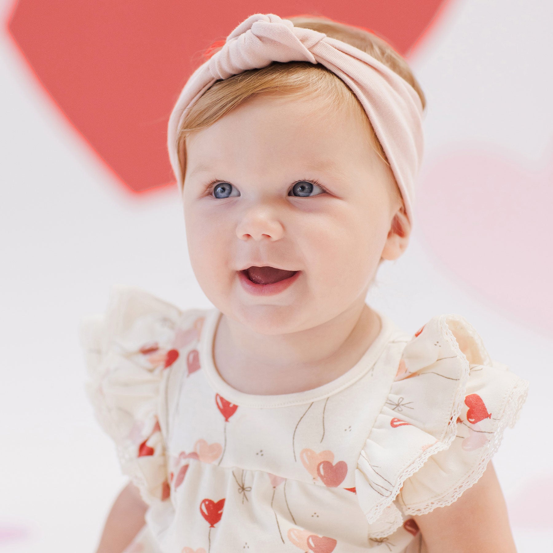 Elegant Flutter Sleeve Dress with Heart Balloons Print in Ivory - Perfect for Weddings, Parties & Special Occasions