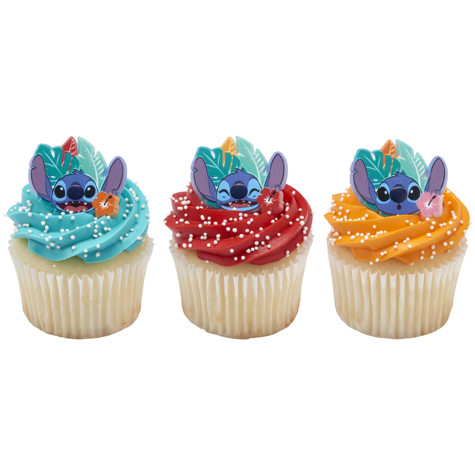 Disney Stitch 'Ohana Cupcake Rings - 24 Pack Lilo & Stitch Cake Toppers for Birthday Parties, Baby Showers & Celebrations | Food Safe Cupcake Decorations for Cakes, Cupcakes & Desserts