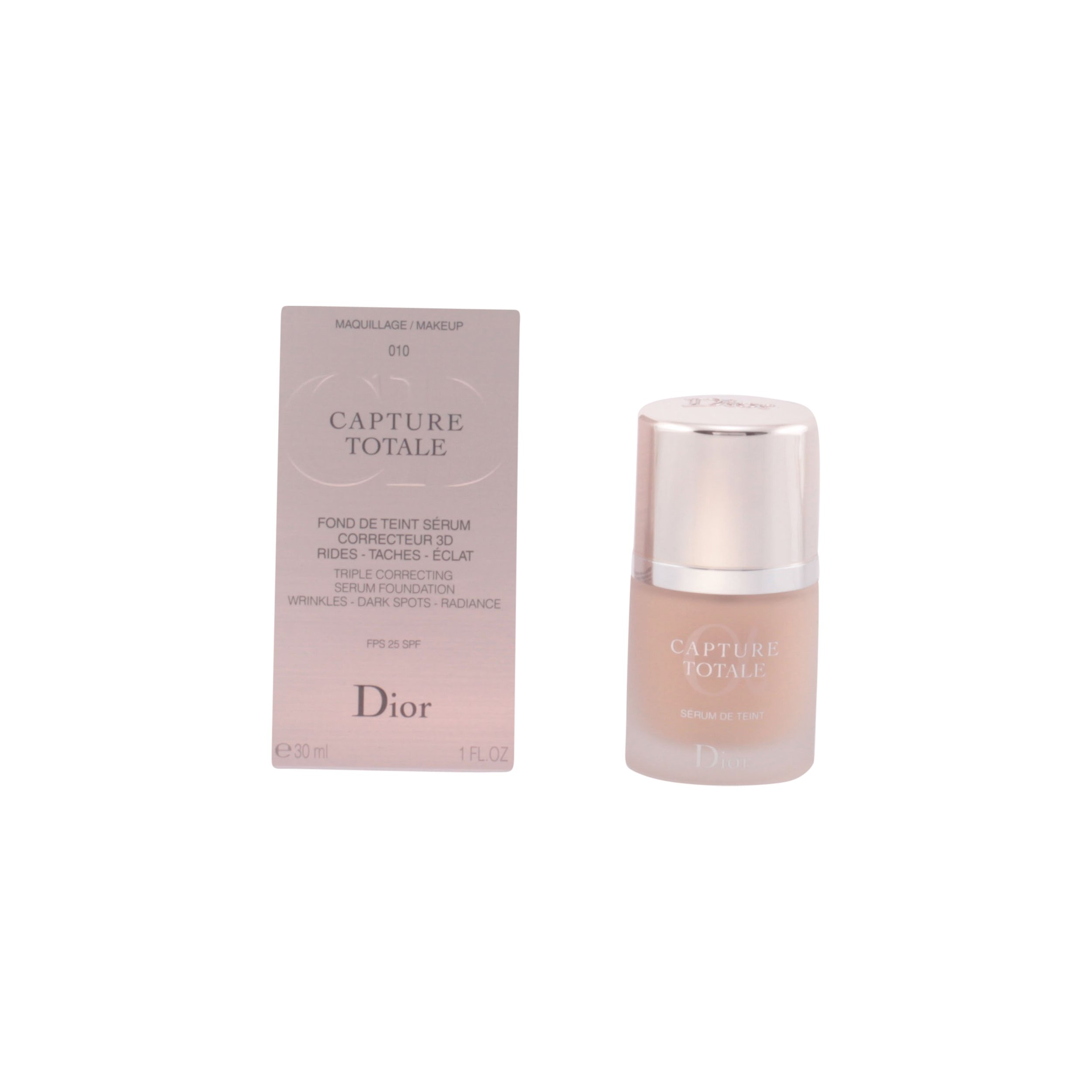 Christian Dior Capture Totale Triple Correcting Serum Foundation SPF 25 - No.010 Ivory, 1 oz | Anti-Aging, Brightening & Hydrating Makeup | Perfect for Daily Wear & Special Occasions