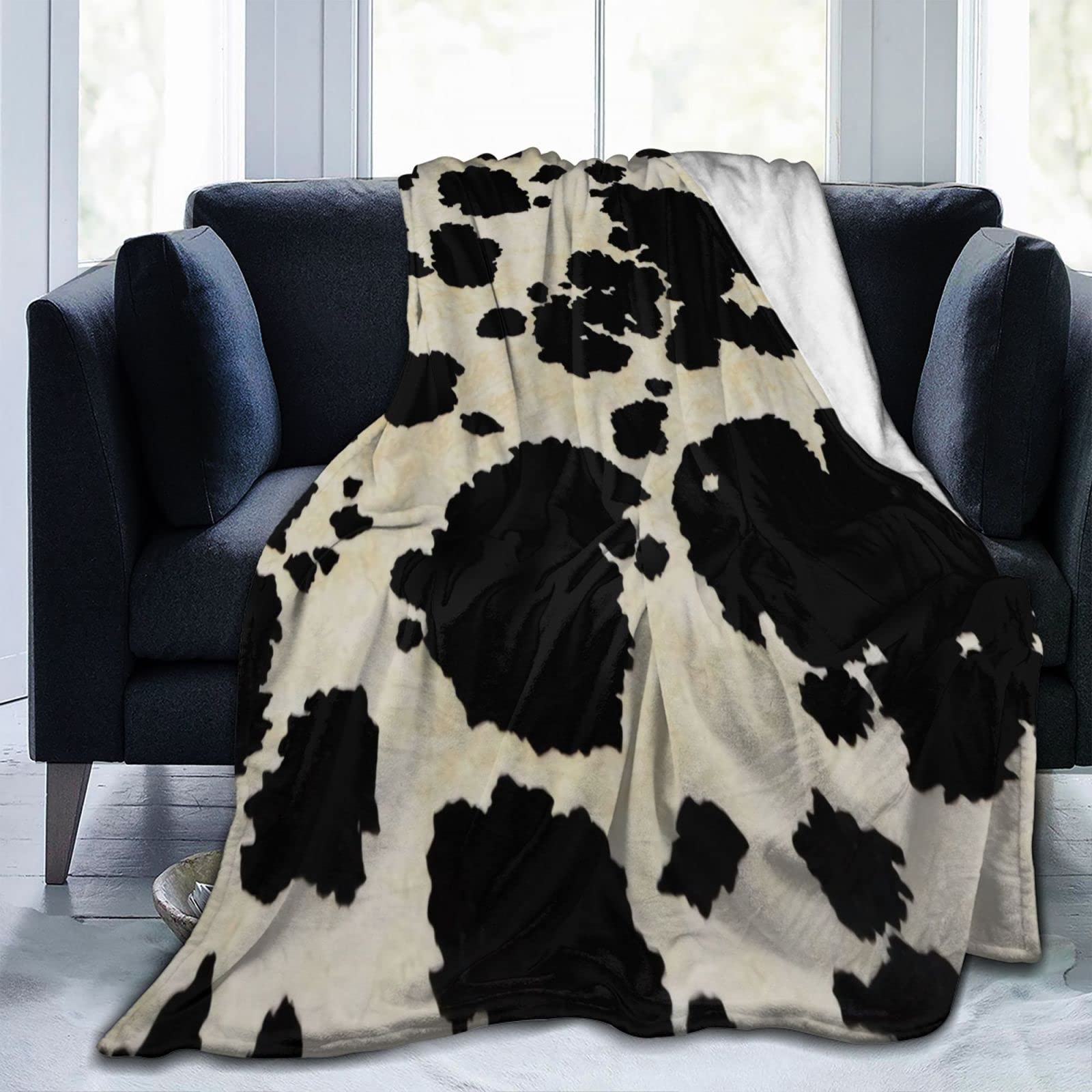 Soft Brown Cow Print Fleece Throw Blanket - 60