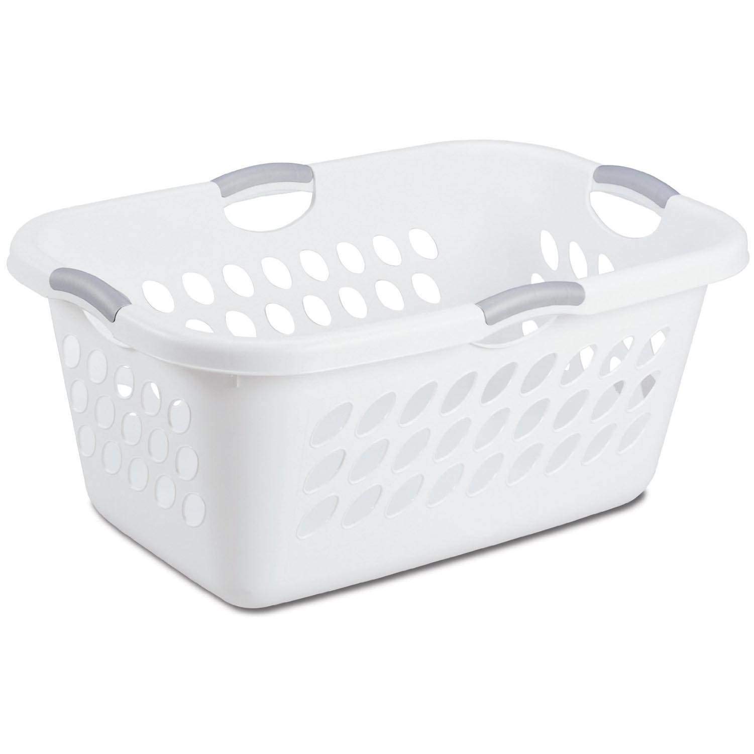 Sterilite 12158006 Ultra Laundry Basket - White with Titanium Handles, Large Capacity Clothes Hamper for Bedroom, Laundry Room & Dorm Organization