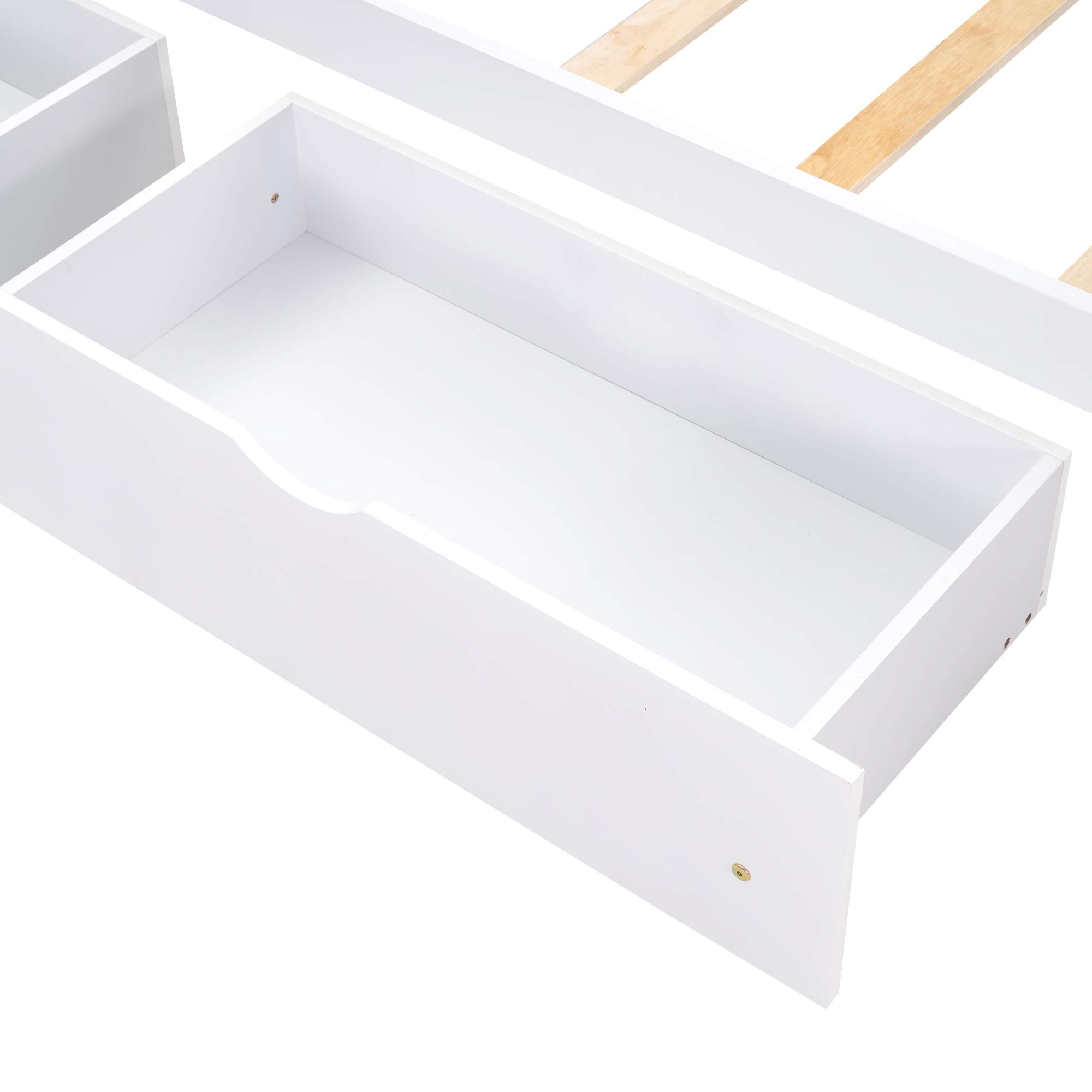 KLMM Twin Daybed with 2 Storage Drawers - Solid Wood Sofa Bed Frame for Small Spaces - Rustic Style Convertible Bed for Bedroom, Living Room or Guest Room (White) - Perfect for Apartments, Dorms & Home Offices