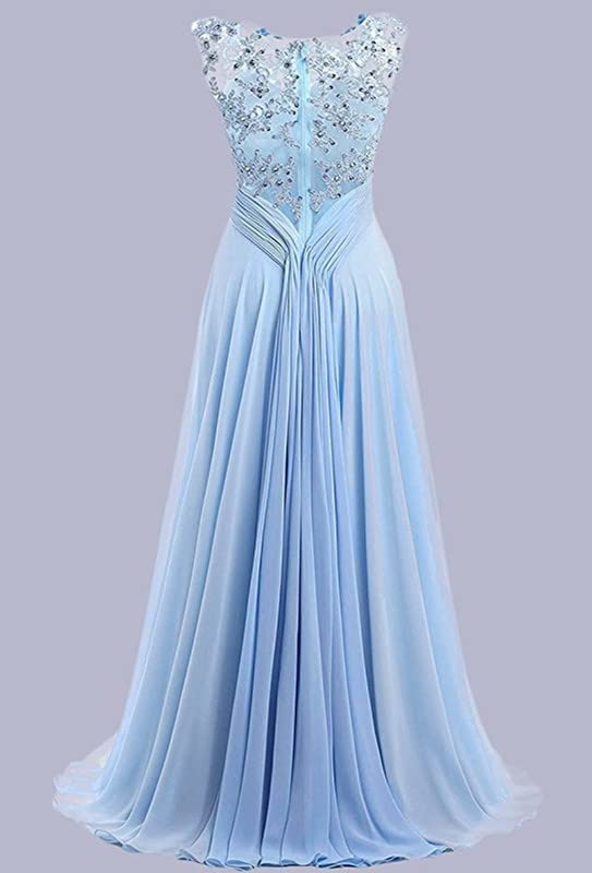 Elegant Long Beaded Chiffon Bridesmaid Dress for Women - Formal Prom Gown for Weddings, Parties & Special Occasions