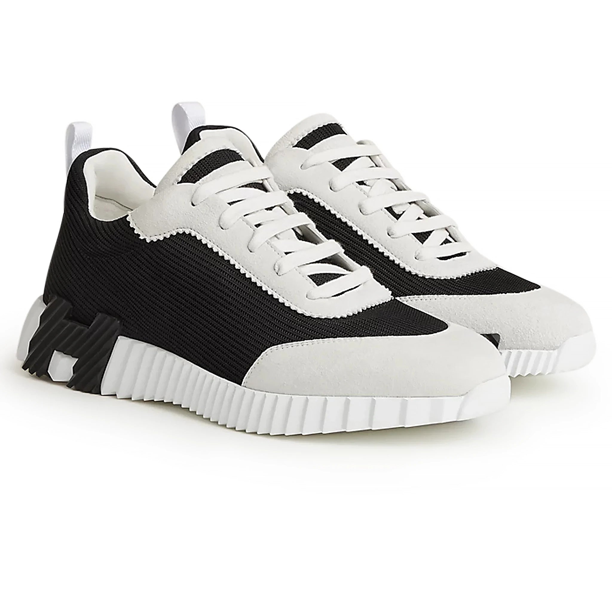 Hermès Paris Bouncing Sneakers for Women - White & Black Leather High-Top Fashion Sneakers | Casual Wear, Street Style & Luxury Comfort