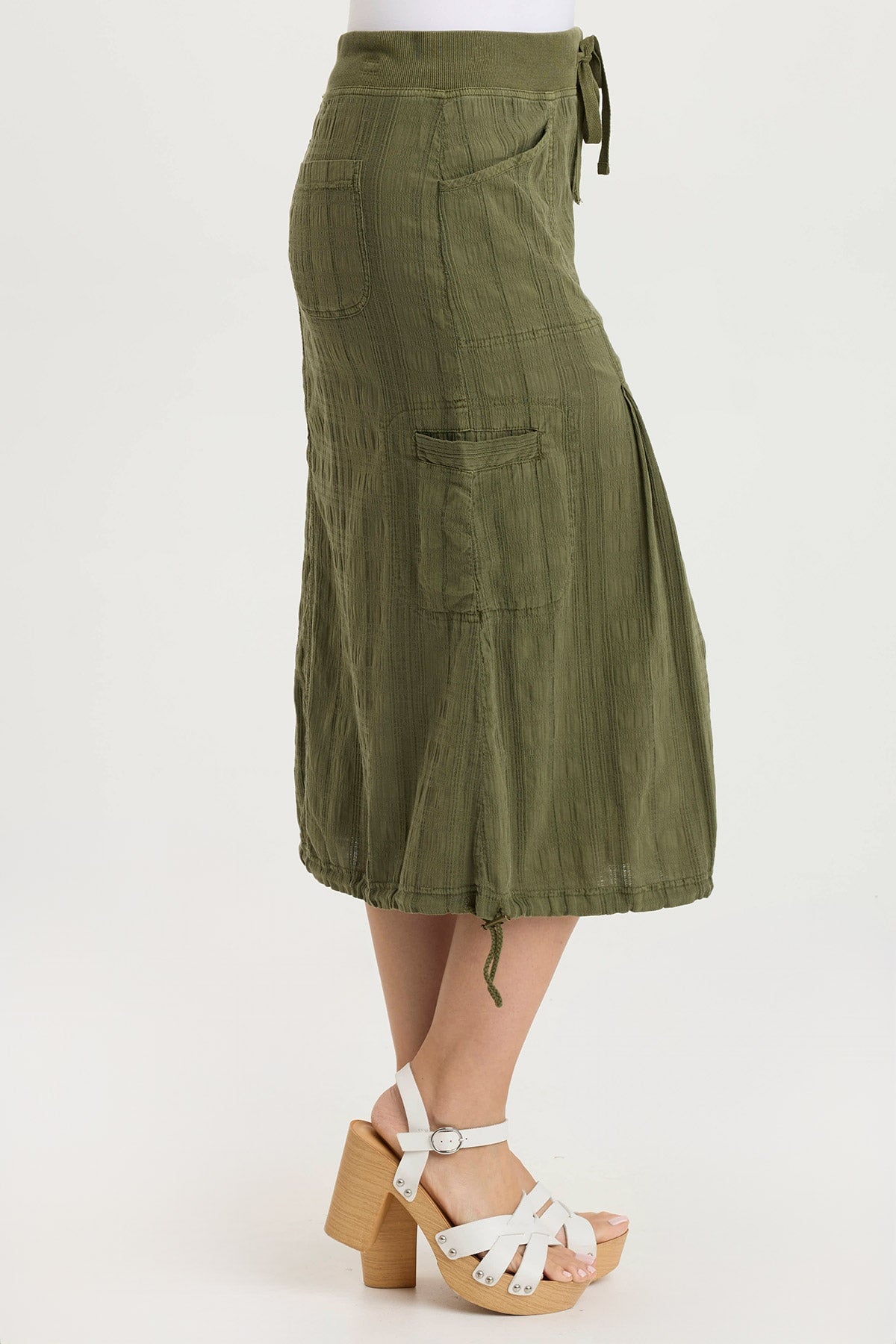 Aracelle Textured Gauze Cargo Bubble Hem Skirt - Women's Boho Chic Casual Skirt for Summer, Beach, and Festival Outfits