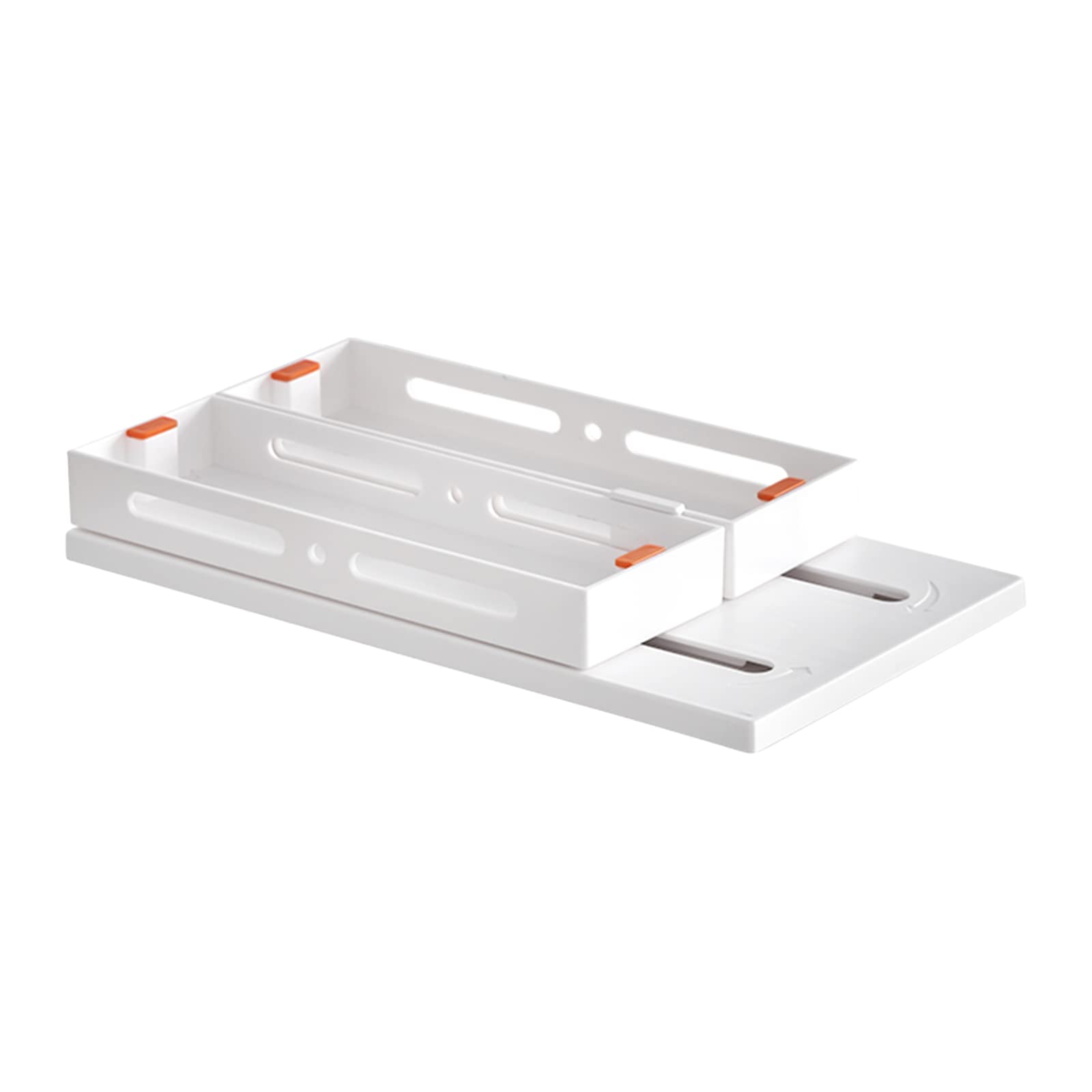 ACJRYO Pull & Rotate Spice Rack Organizer - Single Layer Sliding Spice Jar Shelf, 360° Rotating Cabinet Organizer for Kitchen Condiments, Jars & Bottles (White) | Perfect for Small Spaces, Pantry Storage & Easy Spice Access While Cooking