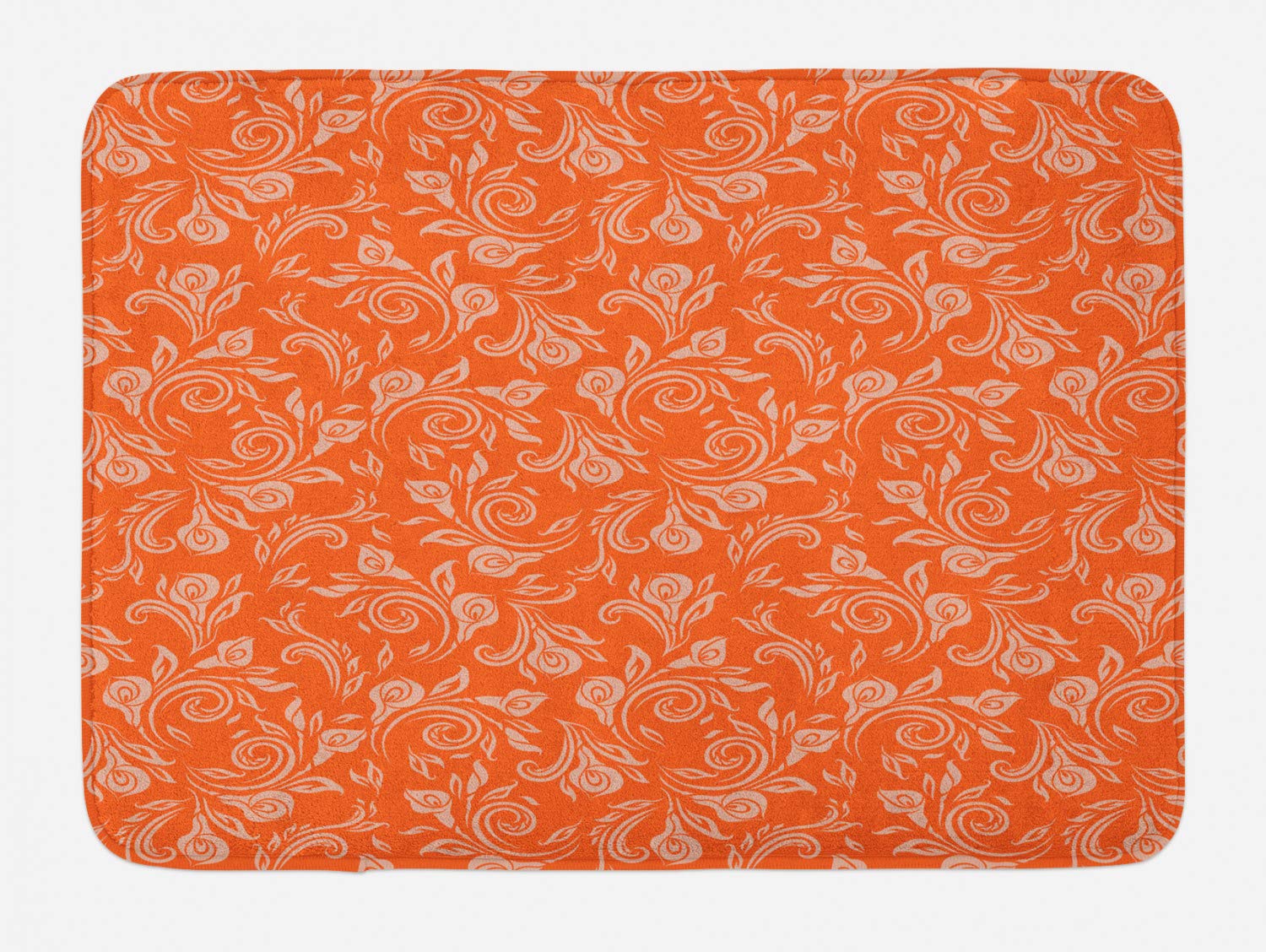 Ambesonne Floral Bath Mat - Non-Slip Plush Bathroom Rug with Rose Bouquets & Swirly Branches Design, 30.2