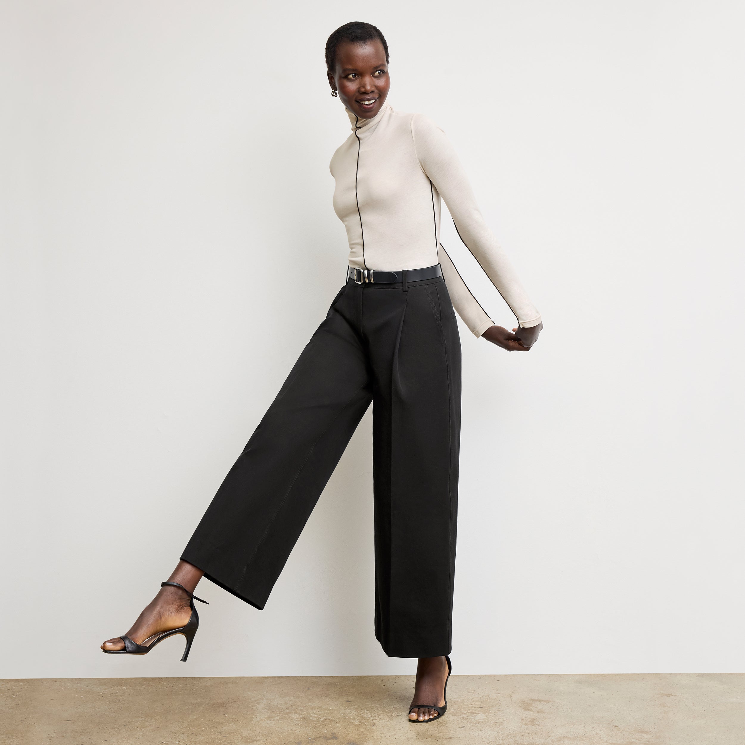 Harrison Wide Pleated Jeans for Women - High Waist Stretch Denim Pants - Comfortable & Stylish Black Jeans for Casual Wear, Work, and Everyday Outfits