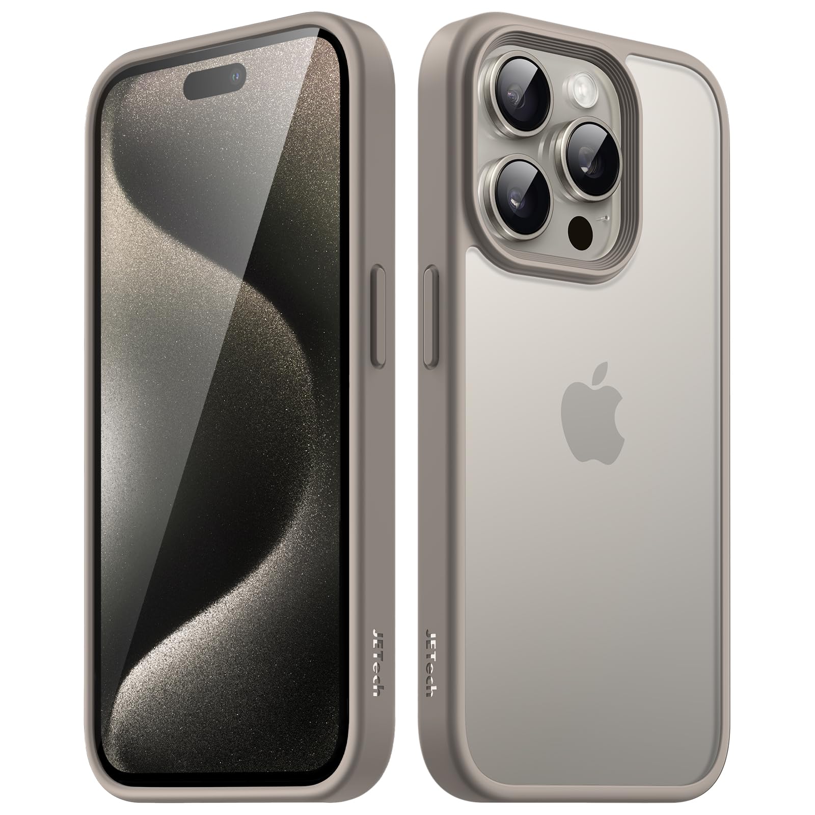 JETech Matte Shockproof Case for iPhone 15 Pro Max 6.7-Inch - Military Grade Drop Protection, Frosted Translucent Back Cover, Anti-Fingerprint (Natural Titanium) - Perfect for Outdoor Activities, Travel & Daily Protection