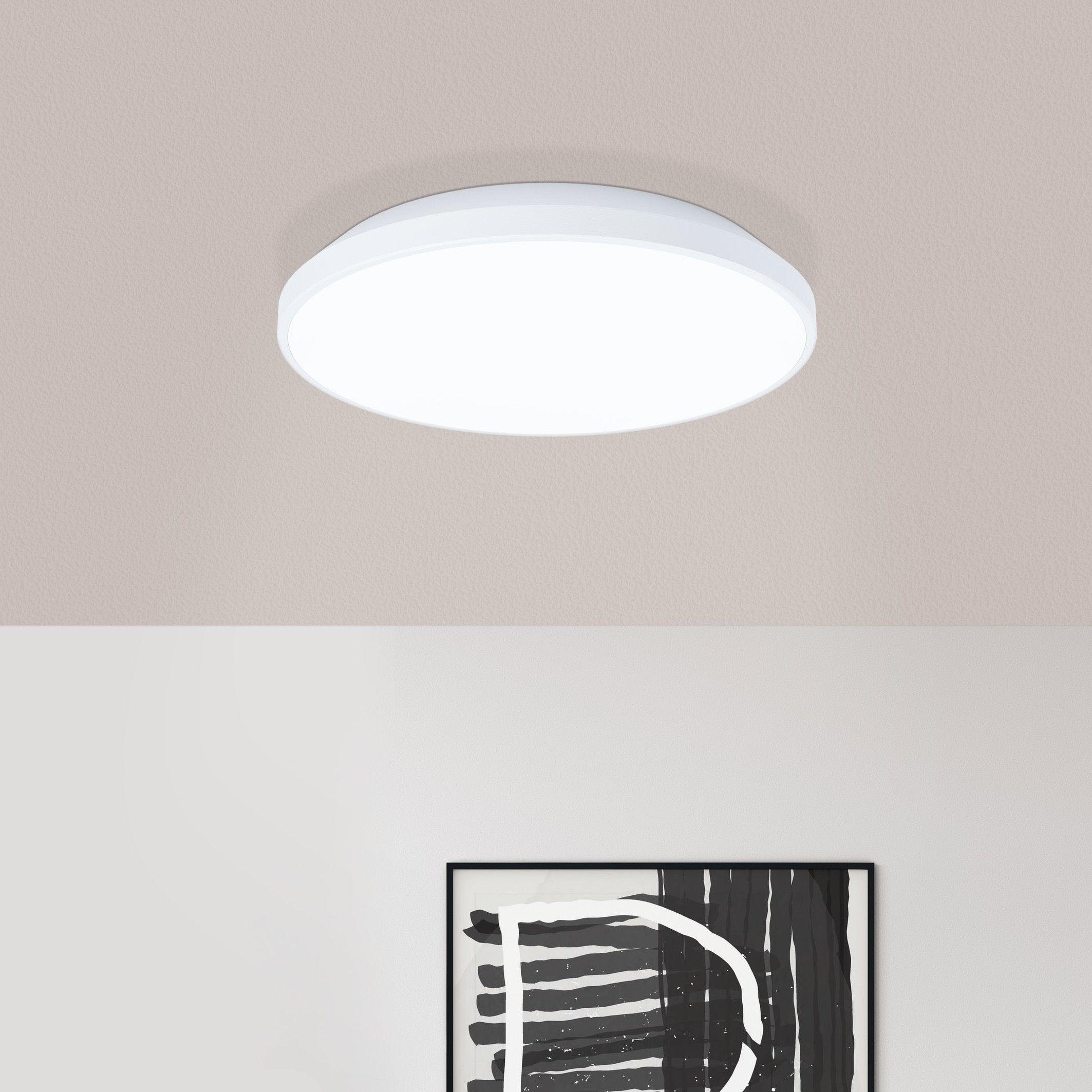 Eglo Crespillo 24cm White LED Round Flush Mount Ceiling Light - Modern Energy Efficient Lighting for Bedroom, Kitchen, Hallway & Office