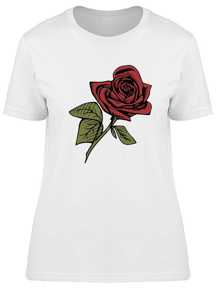 Smartprints Wild Red Rose Tattoo Print T-Shirt for Women - Trendy Graphic Tee for Casual Wear, Street Style & Summer Outfits